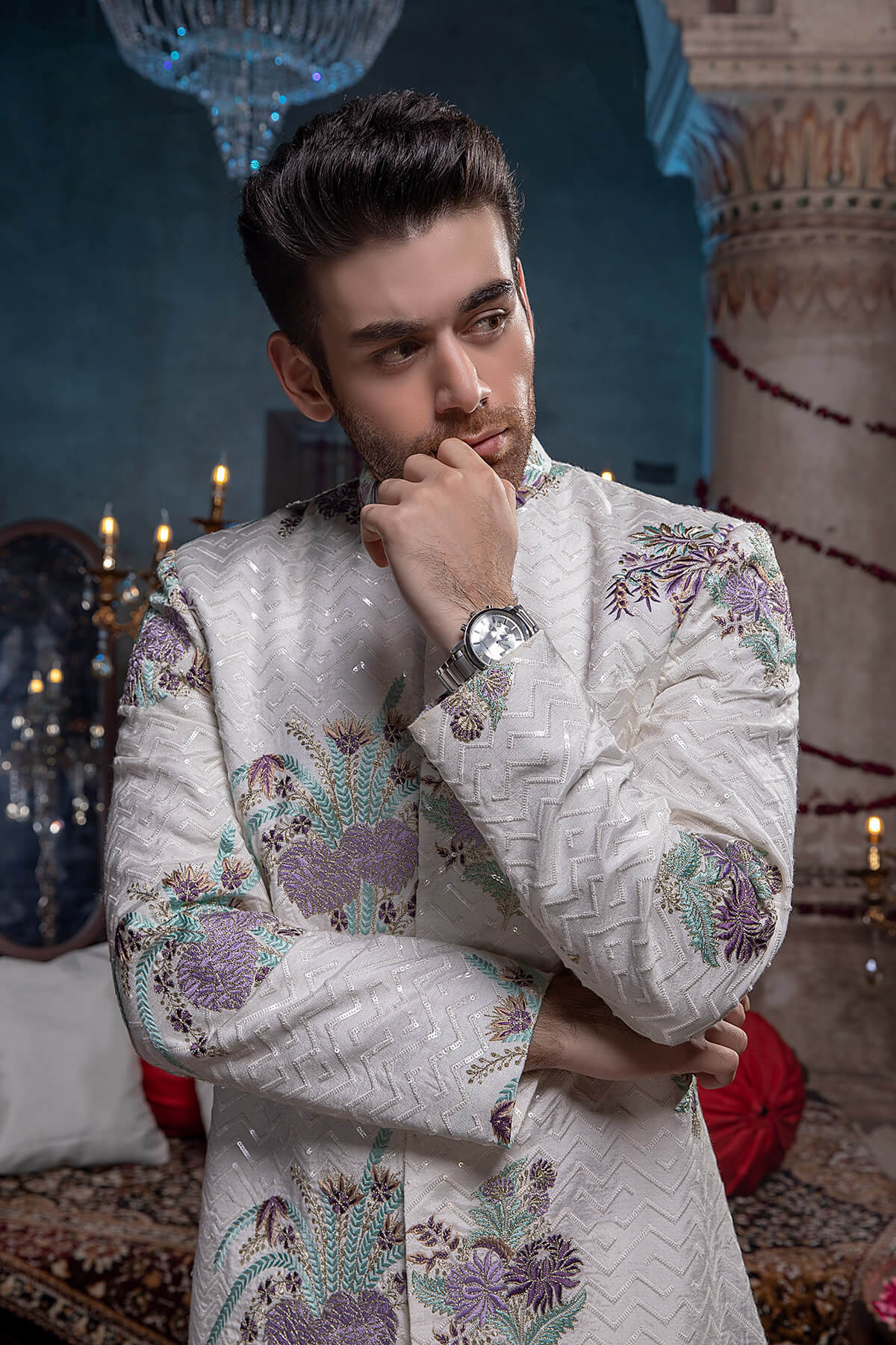 Pakistani Menswear | Mina Kashif | Sherwani D-10 - Official Sakeena London stockist in UK - Sakeena London