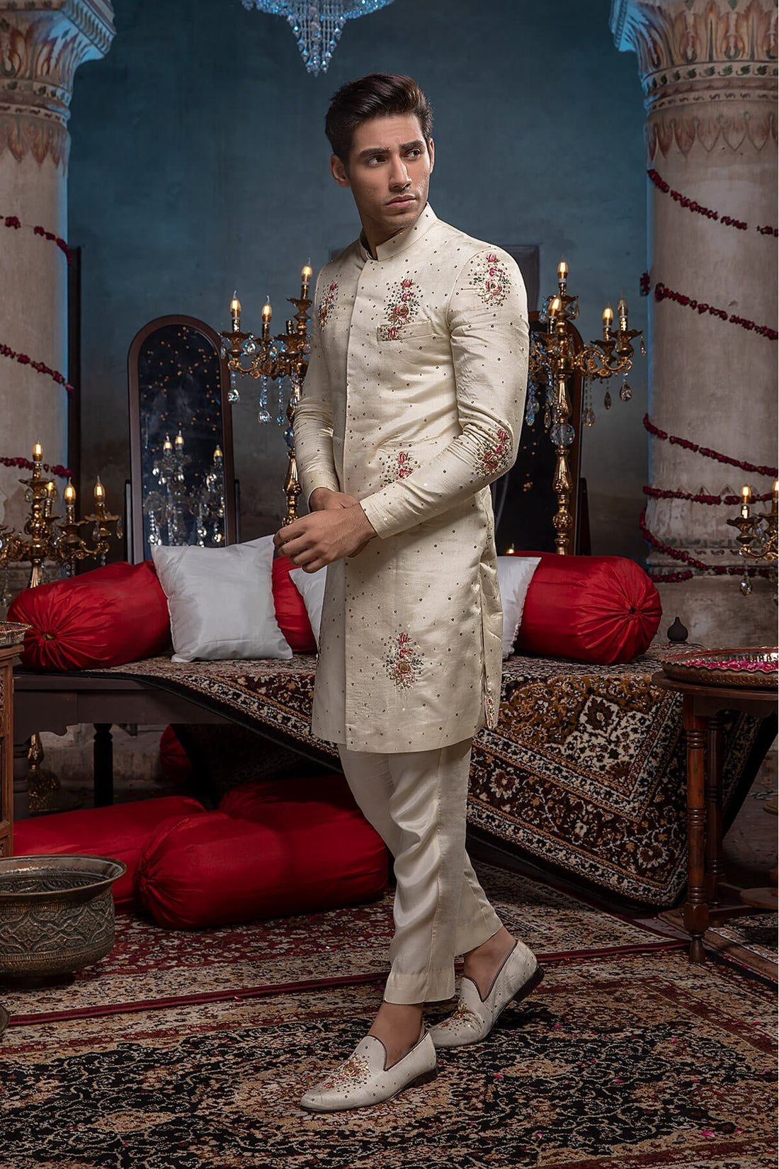 Pakistani Menswear | Mina Kashif | Sherwani D-04 - Official Sakeena London stockist in UK - Sakeena London