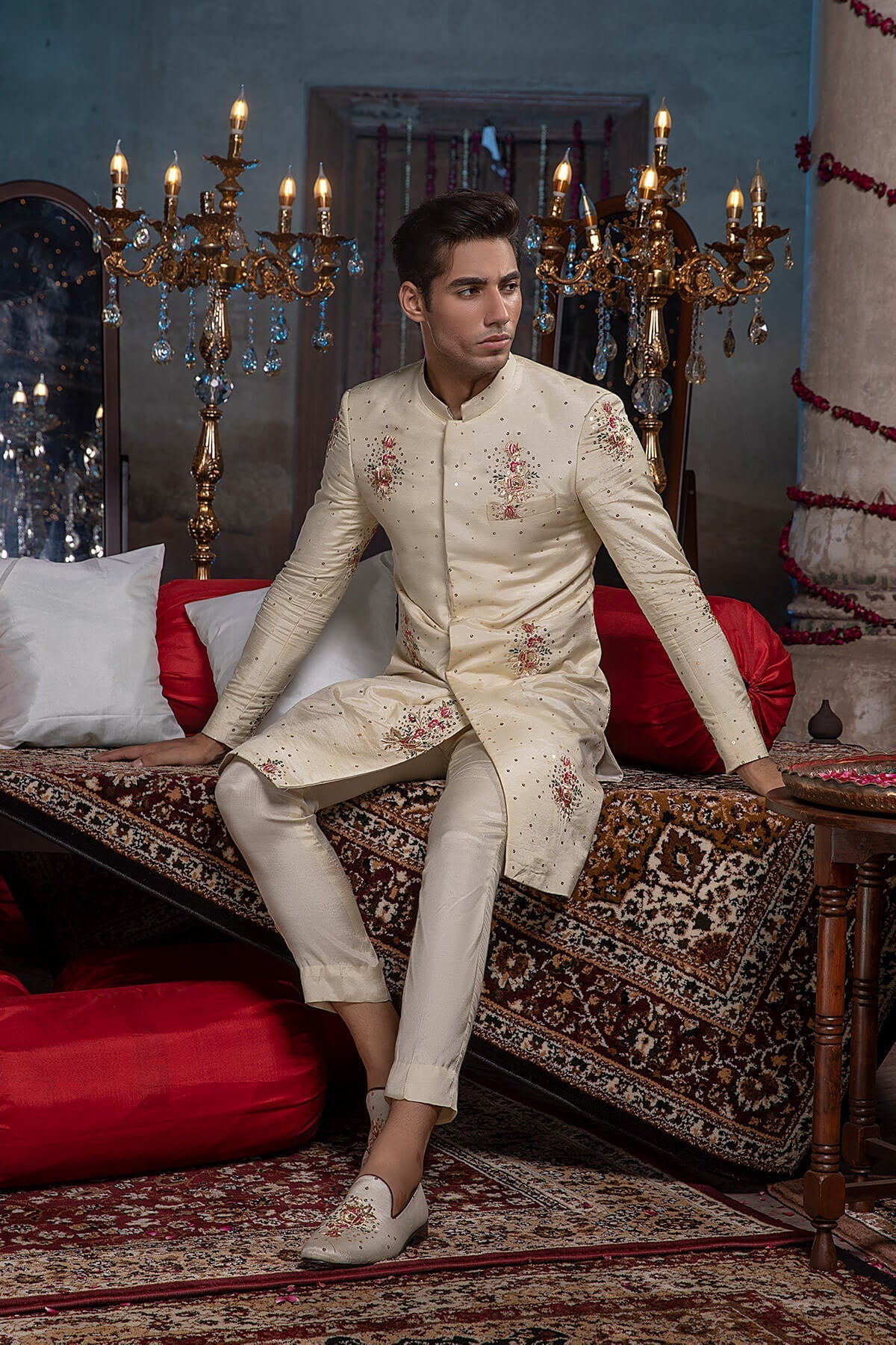 Pakistani Menswear | Mina Kashif | Sherwani D-02 - Official Sakeena London stockist in UK - Sakeena London