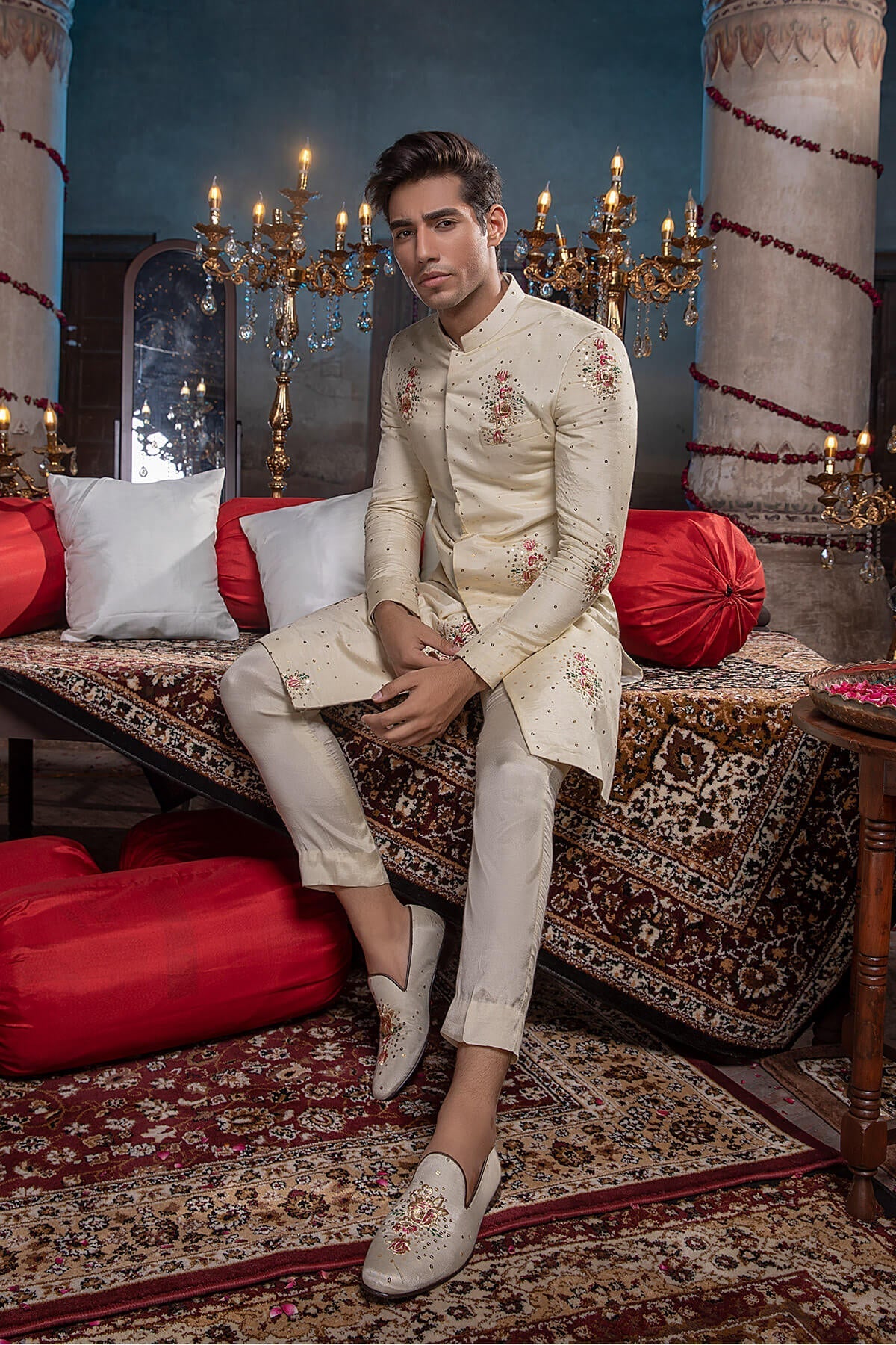 Pakistani Menswear | Mina Kashif | Sherwani D-02 - Official Sakeena London stockist in UK - Sakeena London