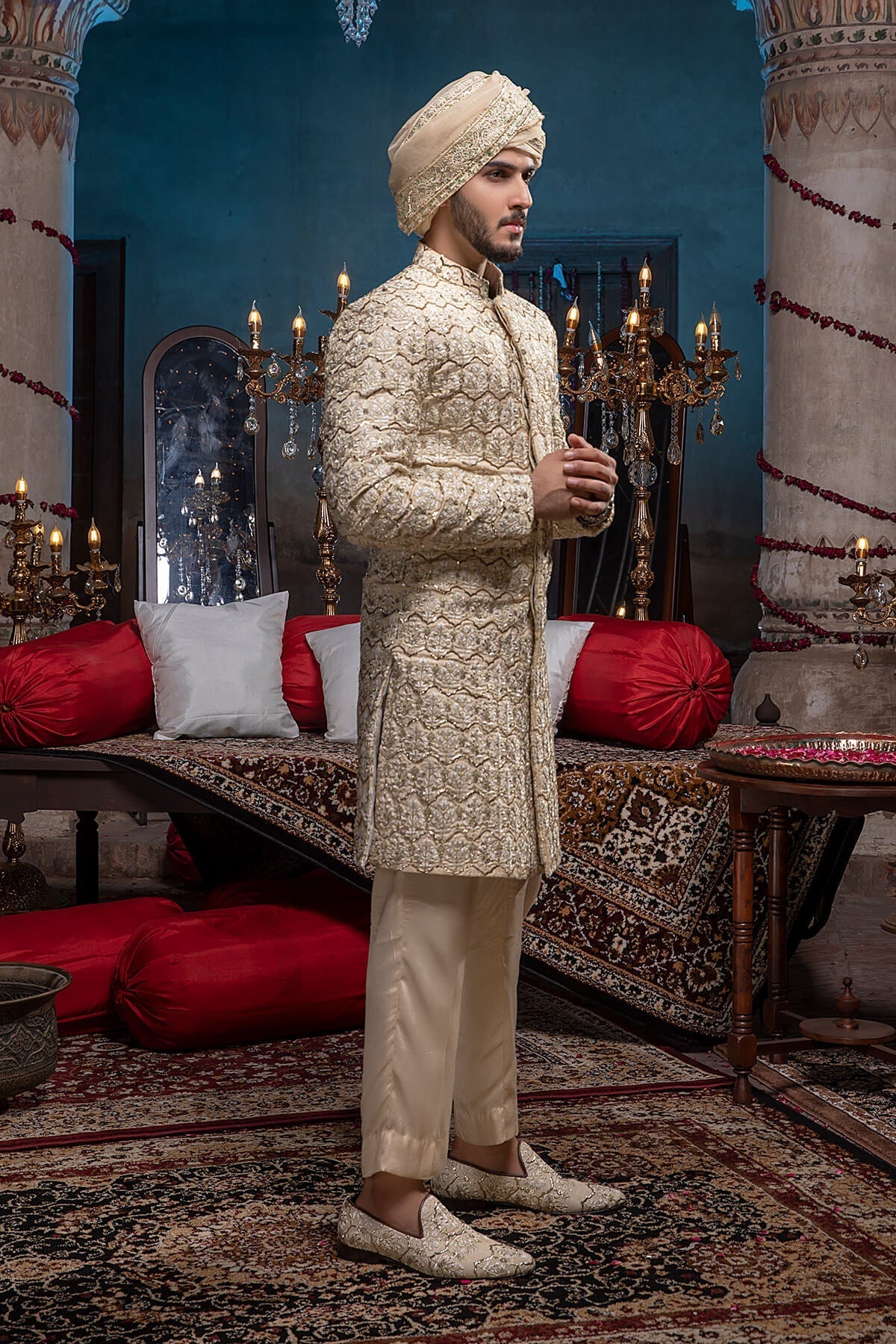 Pakistani Menswear | Mina Kashif | Sherwani D-04 - Official Sakeena London stockist in UK - Sakeena London