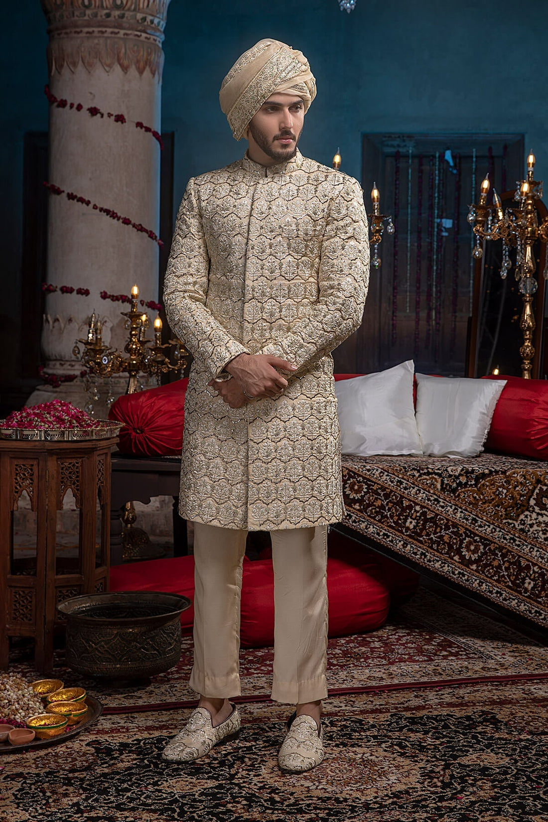 Pakistani Menswear | Mina Kashif | Sherwani D-04 - Official Sakeena London stockist in UK - Sakeena London