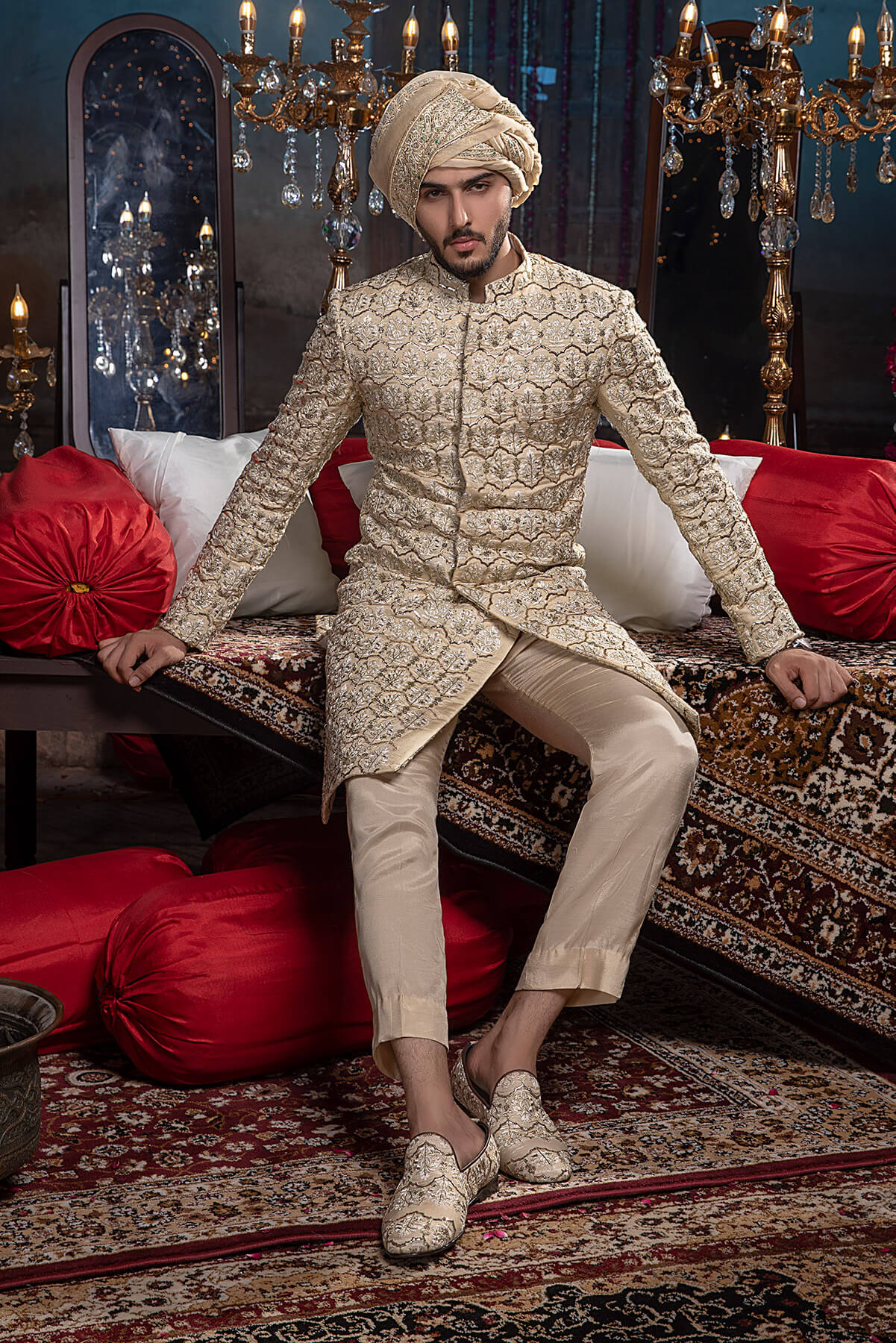 Pakistani Menswear | Mina Kashif | Sherwani D-04 - Official Sakeena London stockist in UK - Sakeena London