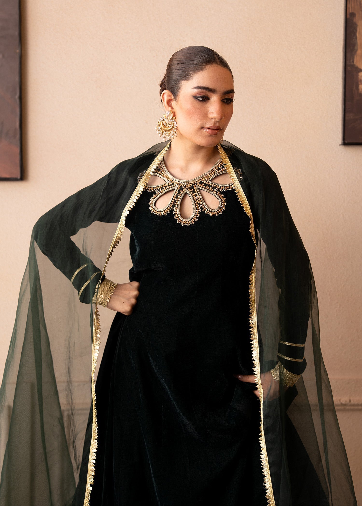 Fozia Khalid | The Velvet Rise 25 | EMERALD VEIL - Official Fozia Khalid stockist in UK - Sakeena London