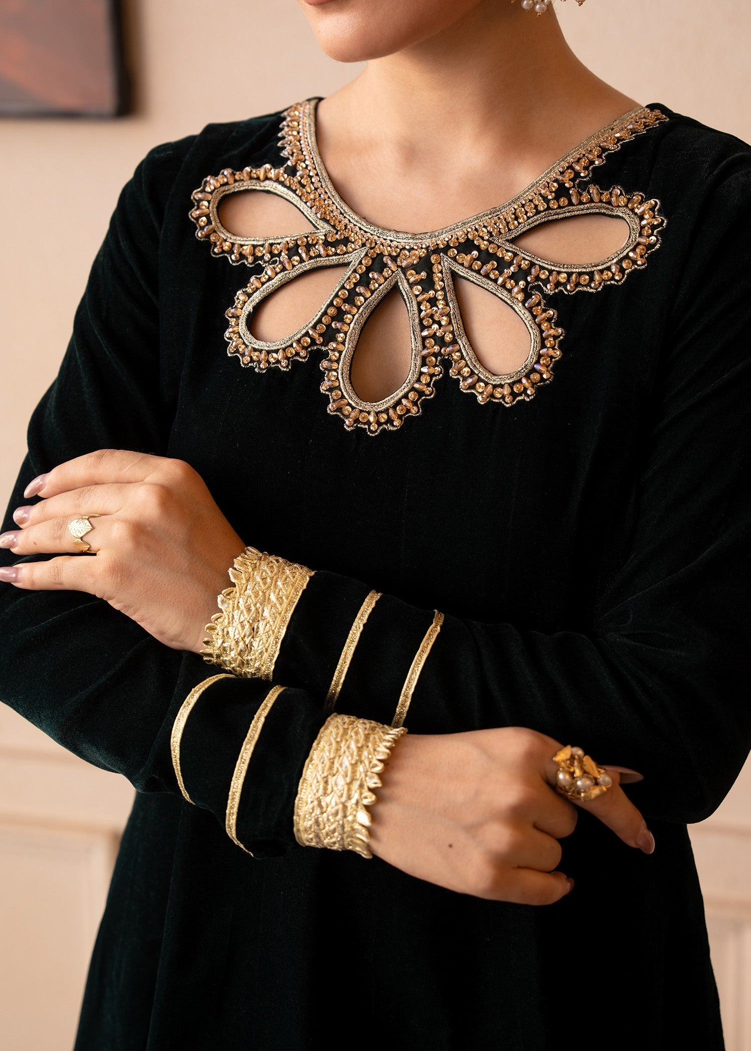 Fozia Khalid | The Velvet Rise 25 | EMERALD VEIL - Official Fozia Khalid stockist in UK - Sakeena London