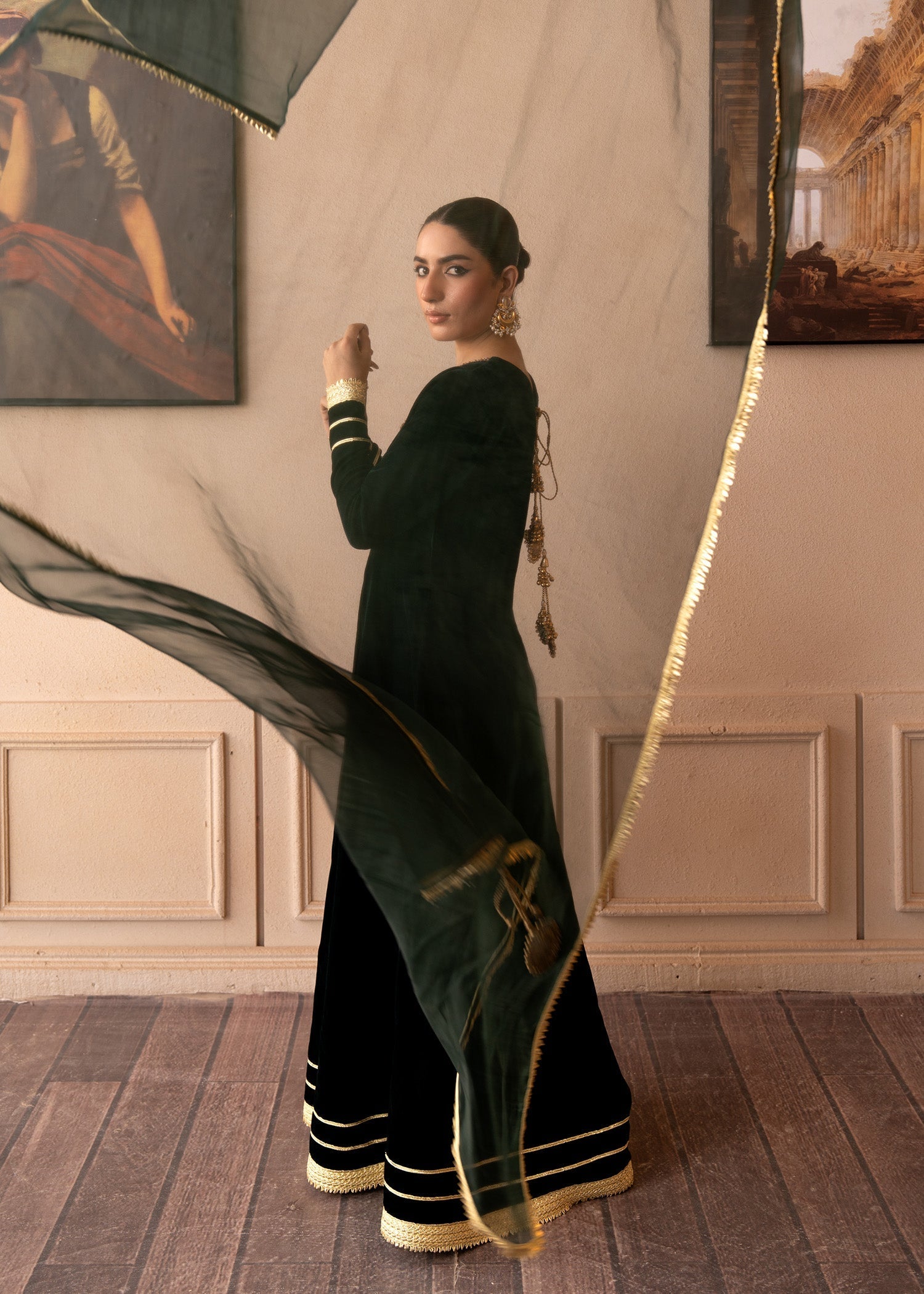 Fozia Khalid | The Velvet Rise 25 | EMERALD VEIL - Official Fozia Khalid stockist in UK - Sakeena London