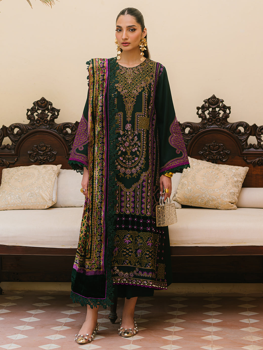 Bin Ilyas | Olivia Embroidered Winter 24 | 521 - A - Official Bin Ilyas stockist in UK - Sakeena London
