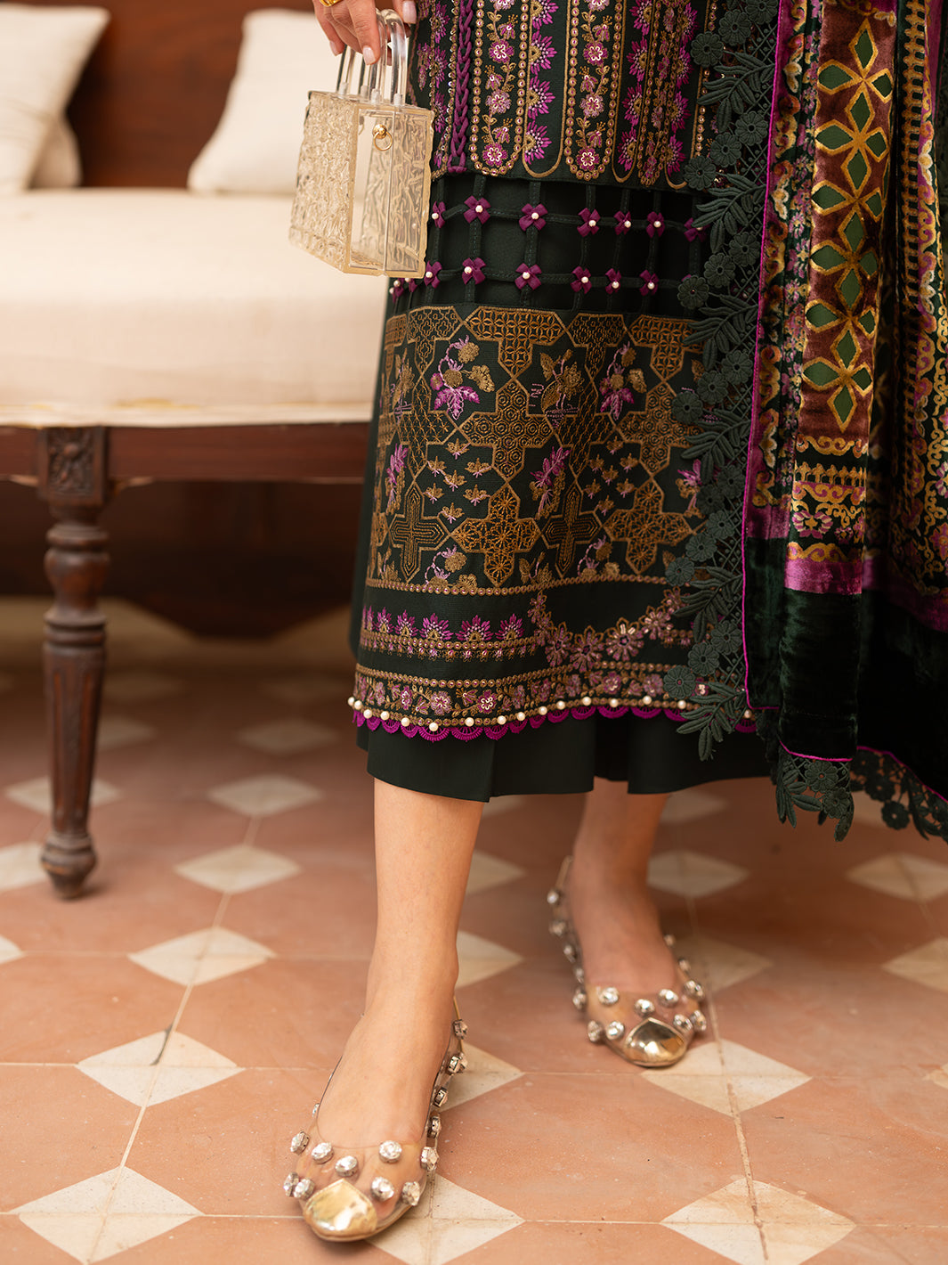 Bin Ilyas | Olivia Embroidered Winter 24 | 521 - A - Official Bin Ilyas stockist in UK - Sakeena London