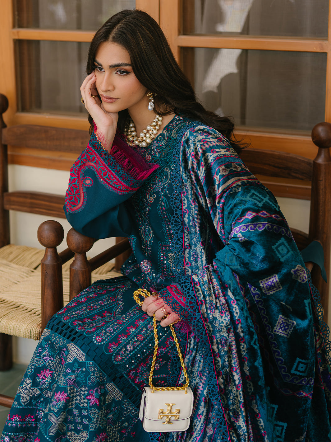 Bin Ilyas | Olivia Embroidered Winter 24 | 521 - B - Official Bin Ilyas stockist in UK - Sakeena London