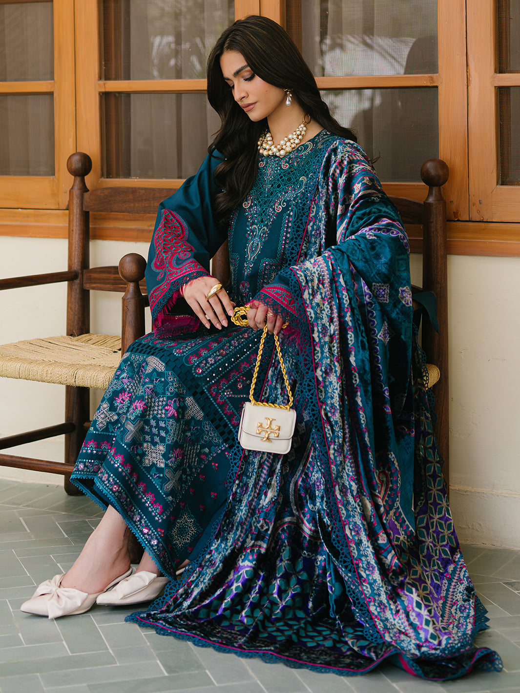 Bin Ilyas | Olivia Embroidered Winter 24 | 521 - B - Official Bin Ilyas stockist in UK - Sakeena London