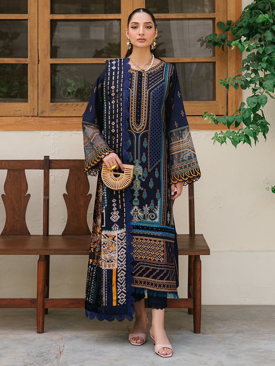 Bin Ilyas | Olivia Embroidered Winter 24 | 522 - A - Official Bin Ilyas stockist in UK - Sakeena London