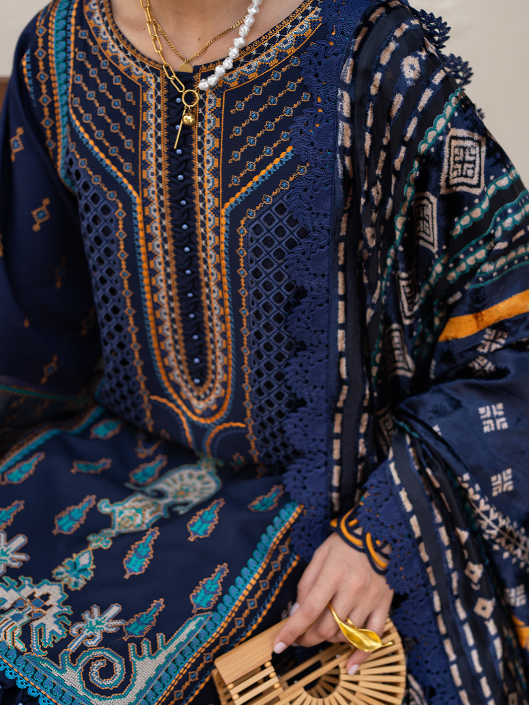 Bin Ilyas | Olivia Embroidered Winter 24 | 522 - A - Official Bin Ilyas stockist in UK - Sakeena London