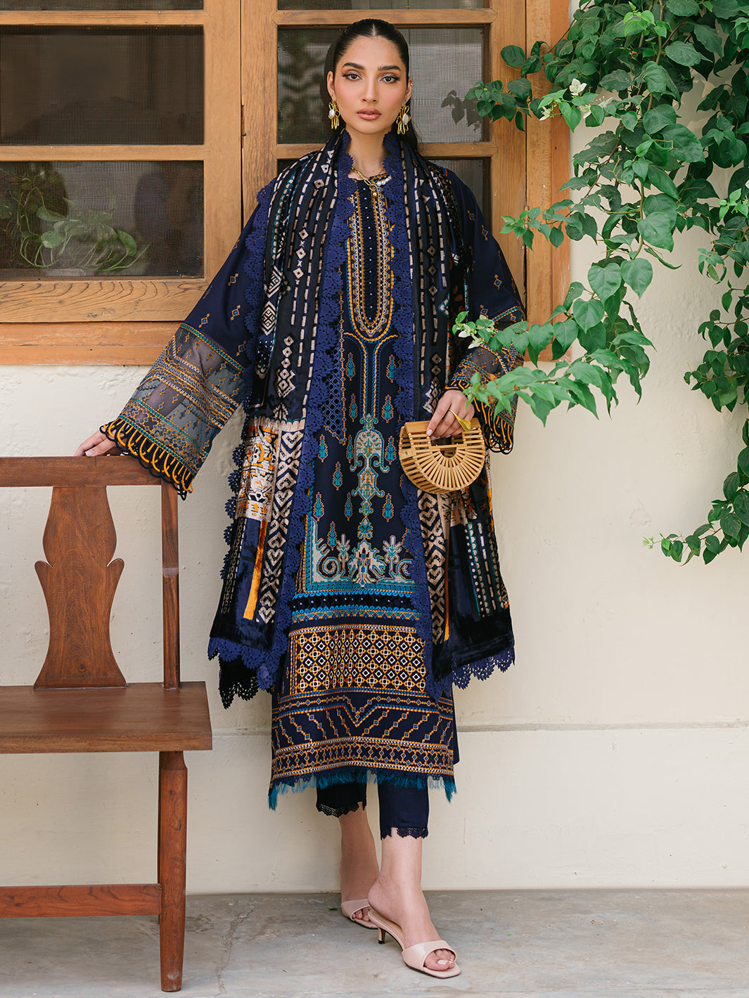 Bin Ilyas | Olivia Embroidered Winter 24 | 522 - A - Official Bin Ilyas stockist in UK - Sakeena London