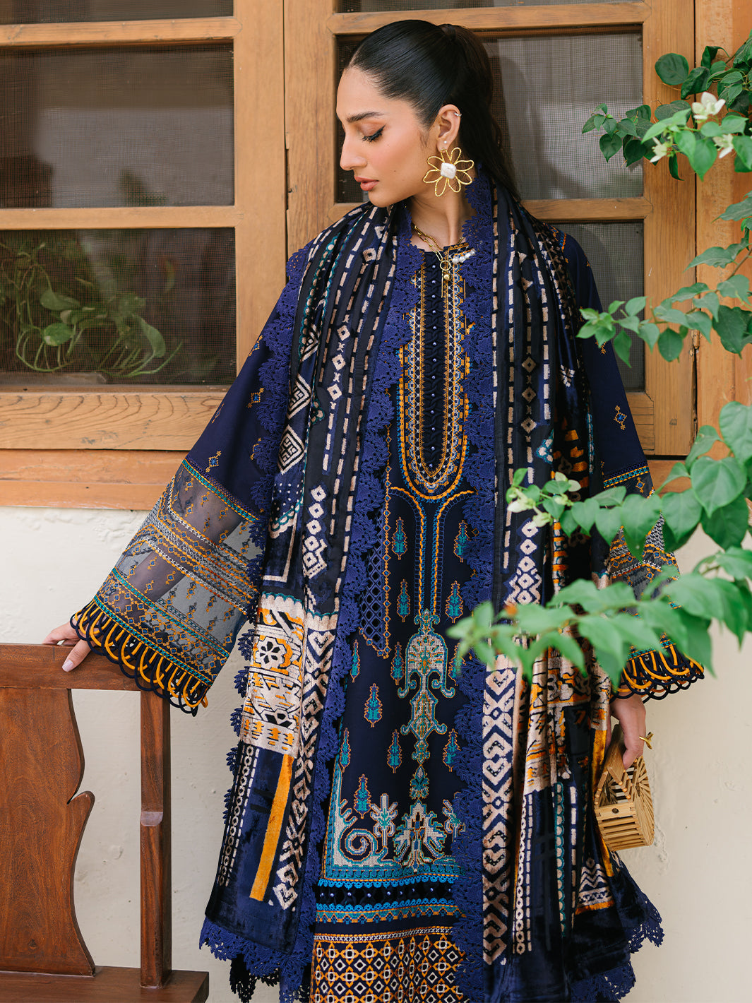 Bin Ilyas | Olivia Embroidered Winter 24 | 522 - A - Official Bin Ilyas stockist in UK - Sakeena London