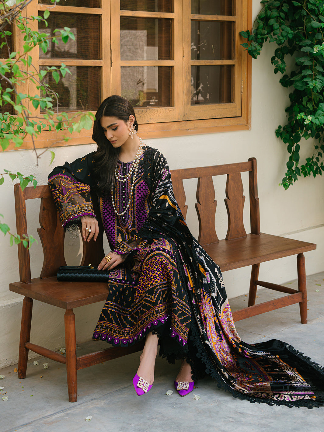 Bin Ilyas | Olivia Embroidered Winter 24 | 522 - B - Official Bin Ilyas stockist in UK - Sakeena London