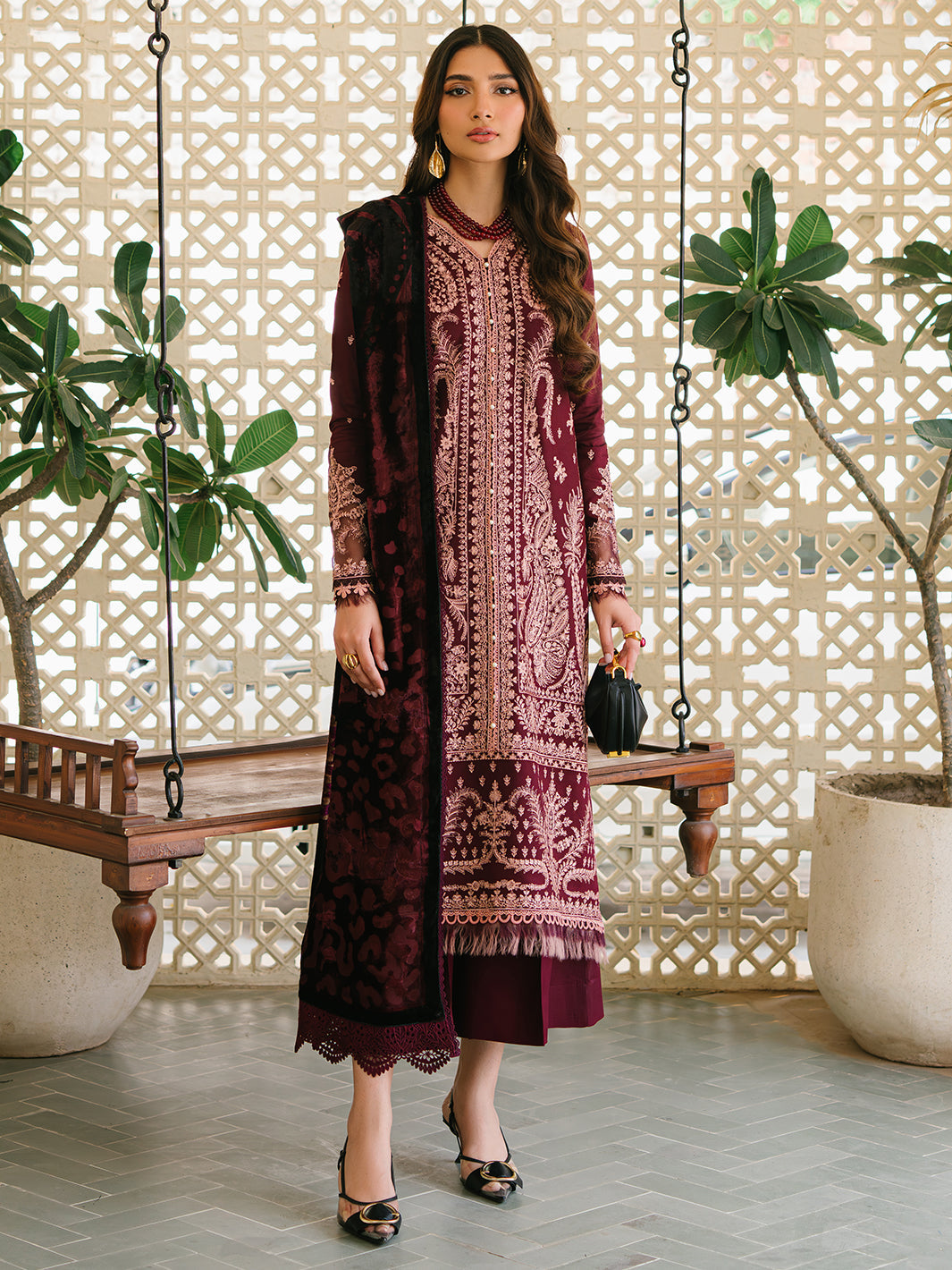 Bin Ilyas | Olivia Embroidered Winter 24 | 523 - A - Official Bin Ilyas stockist in UK - Sakeena London