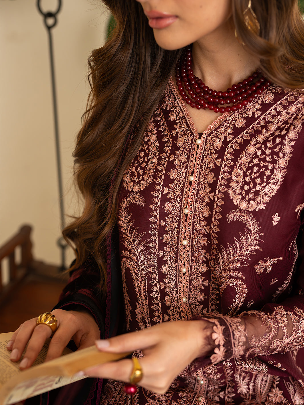 Bin Ilyas | Olivia Embroidered Winter 24 | 523 - A - Official Bin Ilyas stockist in UK - Sakeena London