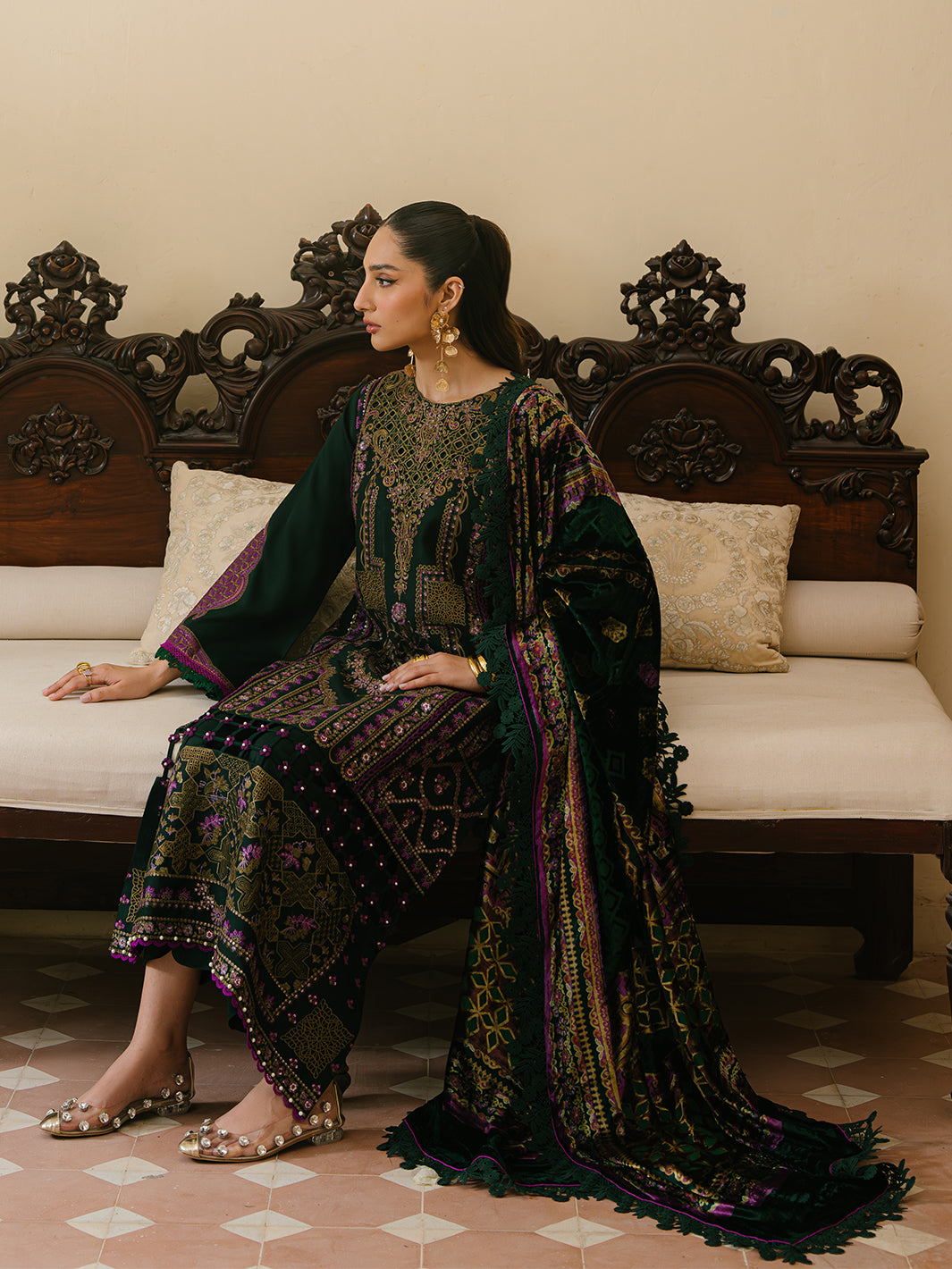 Bin Ilyas | Olivia Embroidered Winter 24 | 521 - A - Official Bin Ilyas stockist in UK - Sakeena London