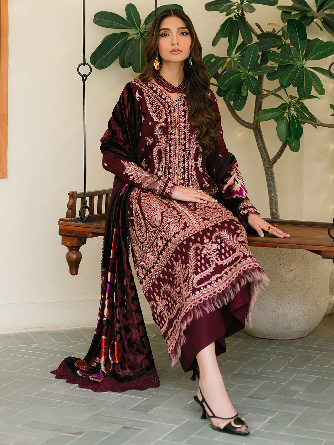 Bin Ilyas | Olivia Embroidered Winter 24 | 523 - A - Official Bin Ilyas stockist in UK - Sakeena London
