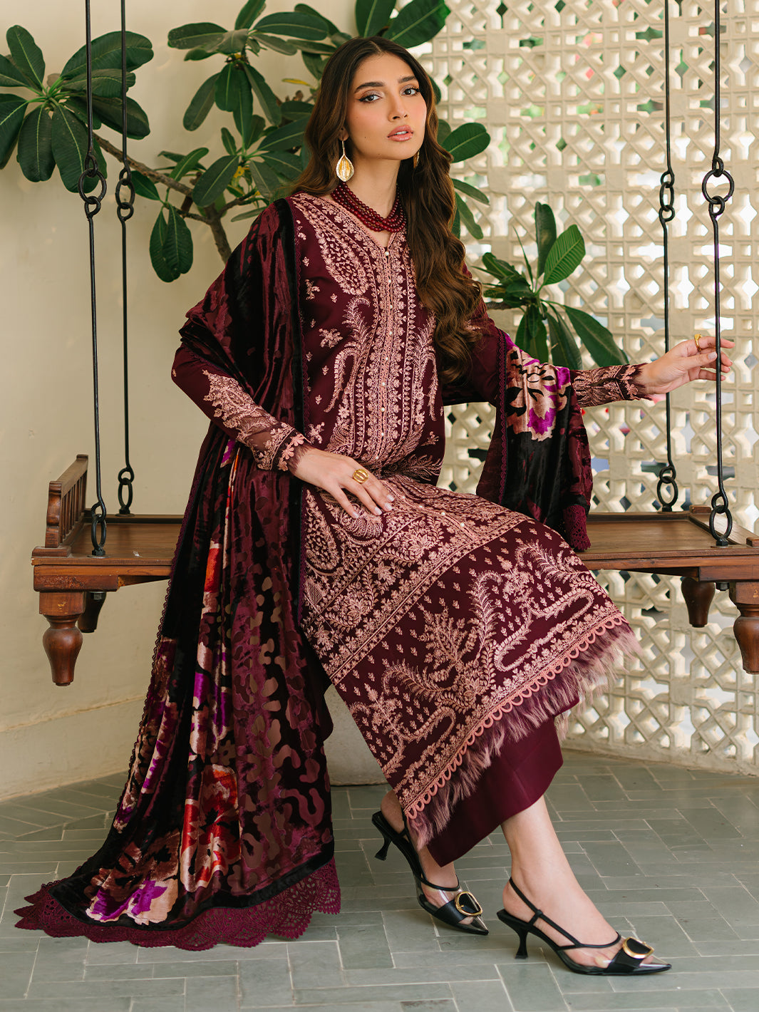 Bin Ilyas | Olivia Embroidered Winter 24 | 523 - A - Official Bin Ilyas stockist in UK - Sakeena London