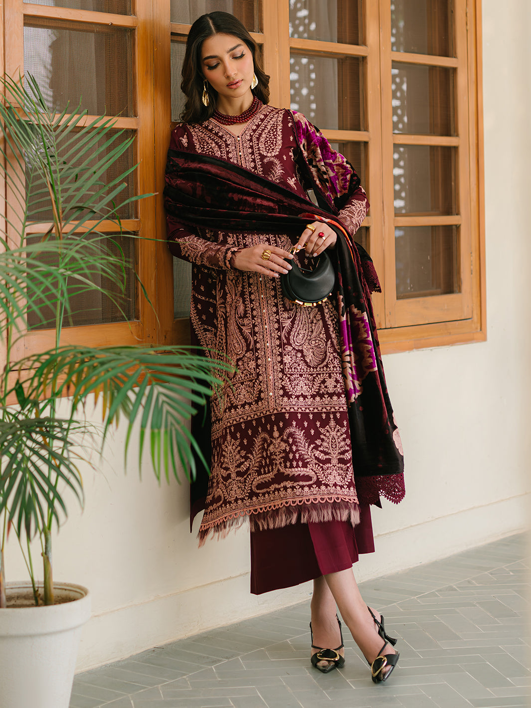 Bin Ilyas | Olivia Embroidered Winter 24 | 523 - A - Official Bin Ilyas stockist in UK - Sakeena London