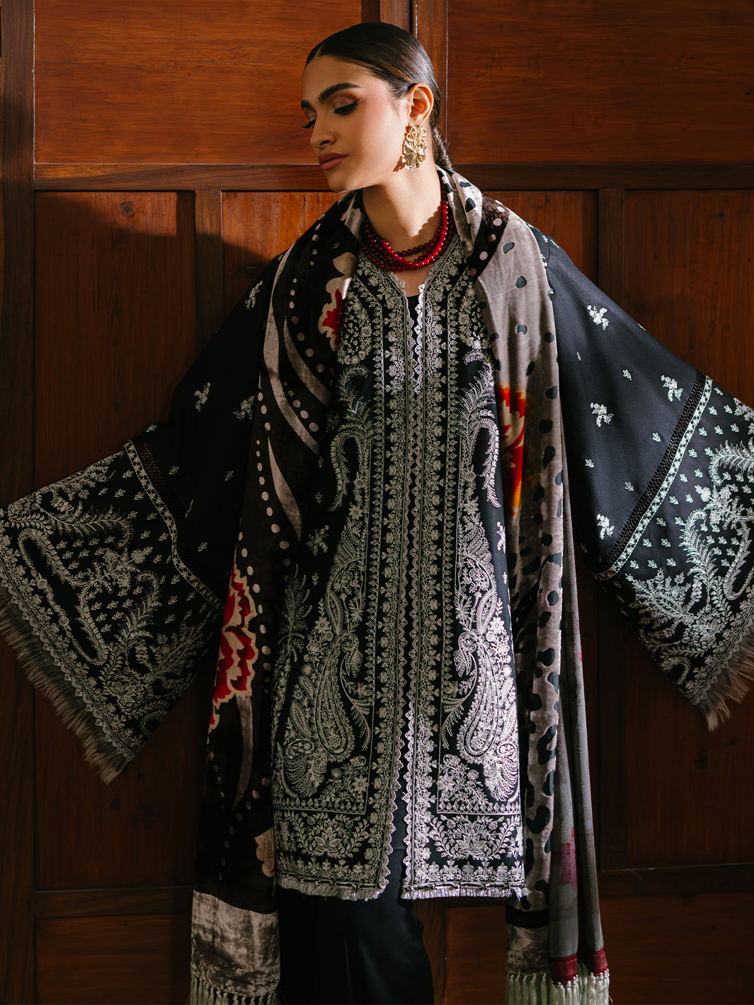 Bin Ilyas | Olivia Embroidered Winter 24 | 523 - B - Official Bin Ilyas stockist in UK - Sakeena London