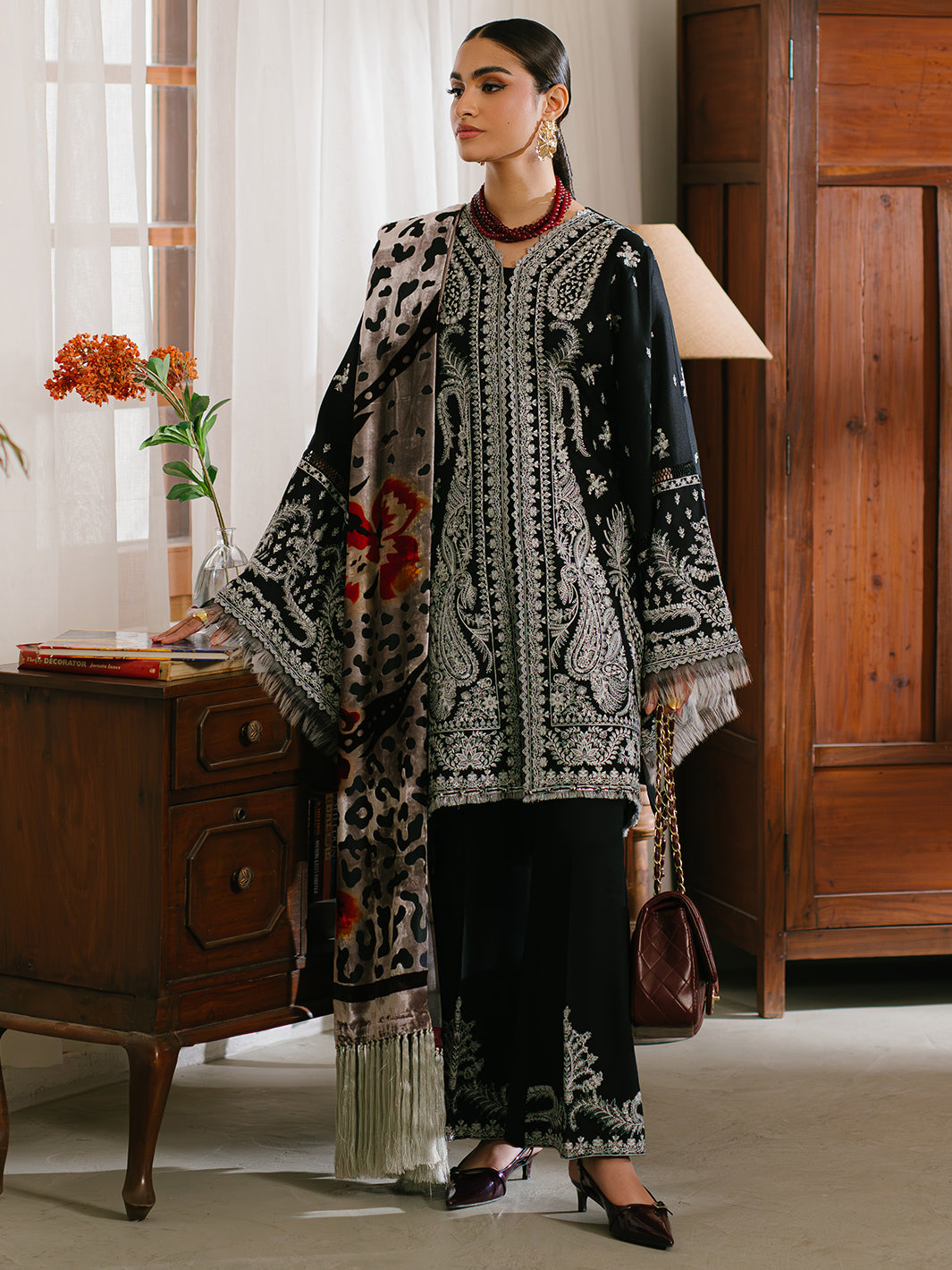 Bin Ilyas | Olivia Embroidered Winter 24 | 523 - B - Official Bin Ilyas stockist in UK - Sakeena London