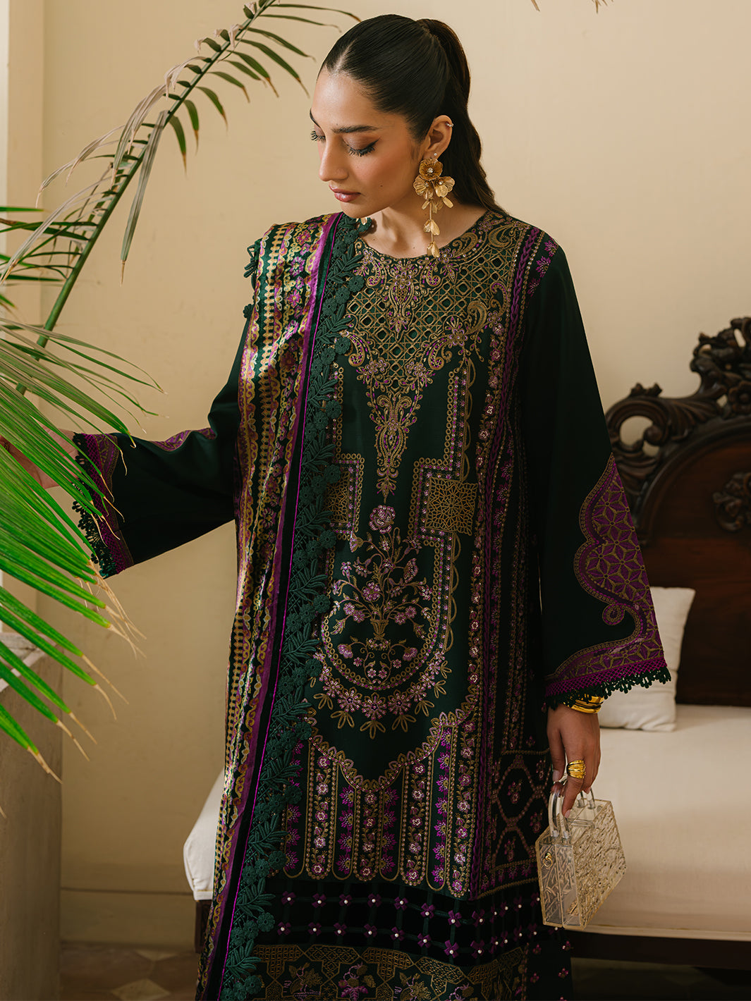 Bin Ilyas | Olivia Embroidered Winter 24 | 521 - A - Official Bin Ilyas stockist in UK - Sakeena London