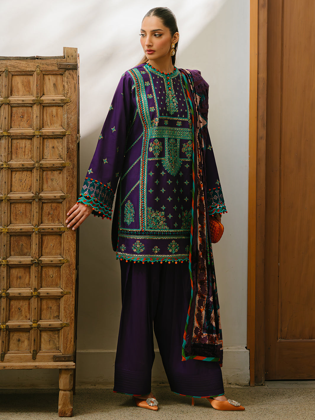 Bin Ilyas | Olivia Embroidered Winter 24 | 524 - B - Official Bin Ilyas stockist in UK - Sakeena London
