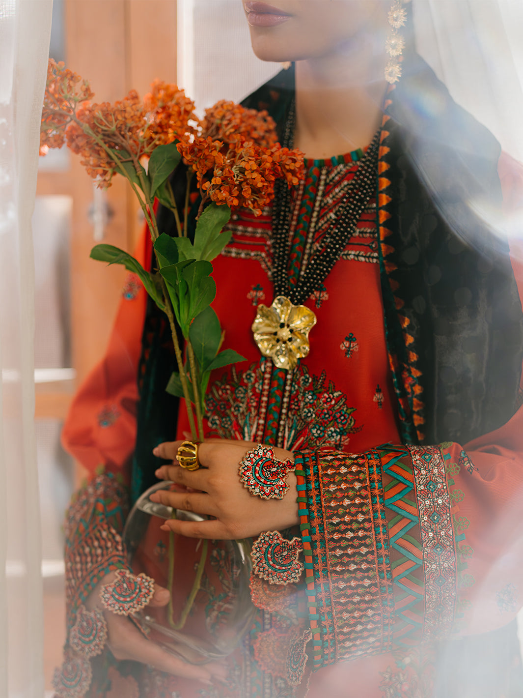 Bin Ilyas | Olivia Embroidered Winter 24 | 525 - B - Official Bin Ilyas stockist in UK - Sakeena London