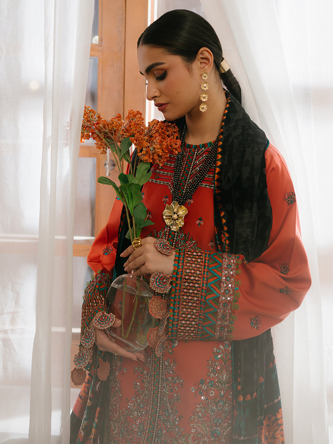 Bin Ilyas | Olivia Embroidered Winter 24 | 525 - B - Official Bin Ilyas stockist in UK - Sakeena London
