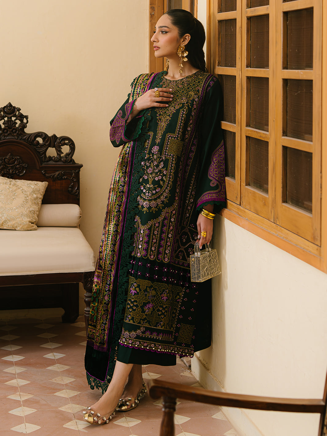 Bin Ilyas | Olivia Embroidered Winter 24 | 521 - A - Official Bin Ilyas stockist in UK - Sakeena London