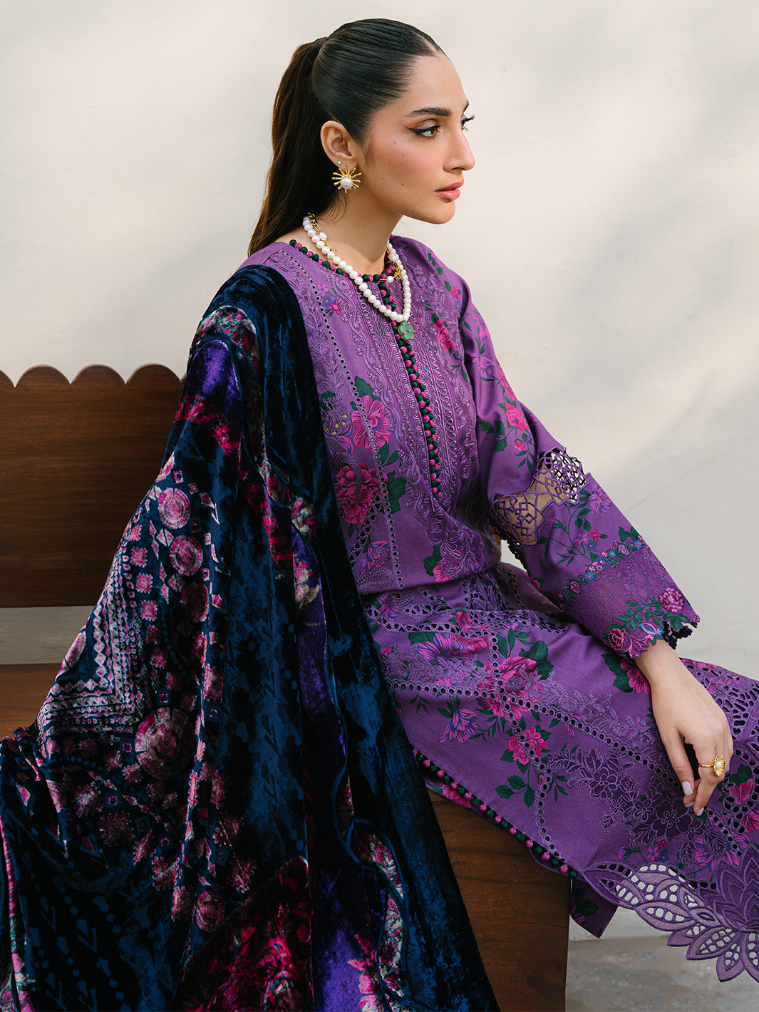 Bin Ilyas | Olivia Embroidered Winter 24 | 526 - A - Official Bin Ilyas stockist in UK - Sakeena London
