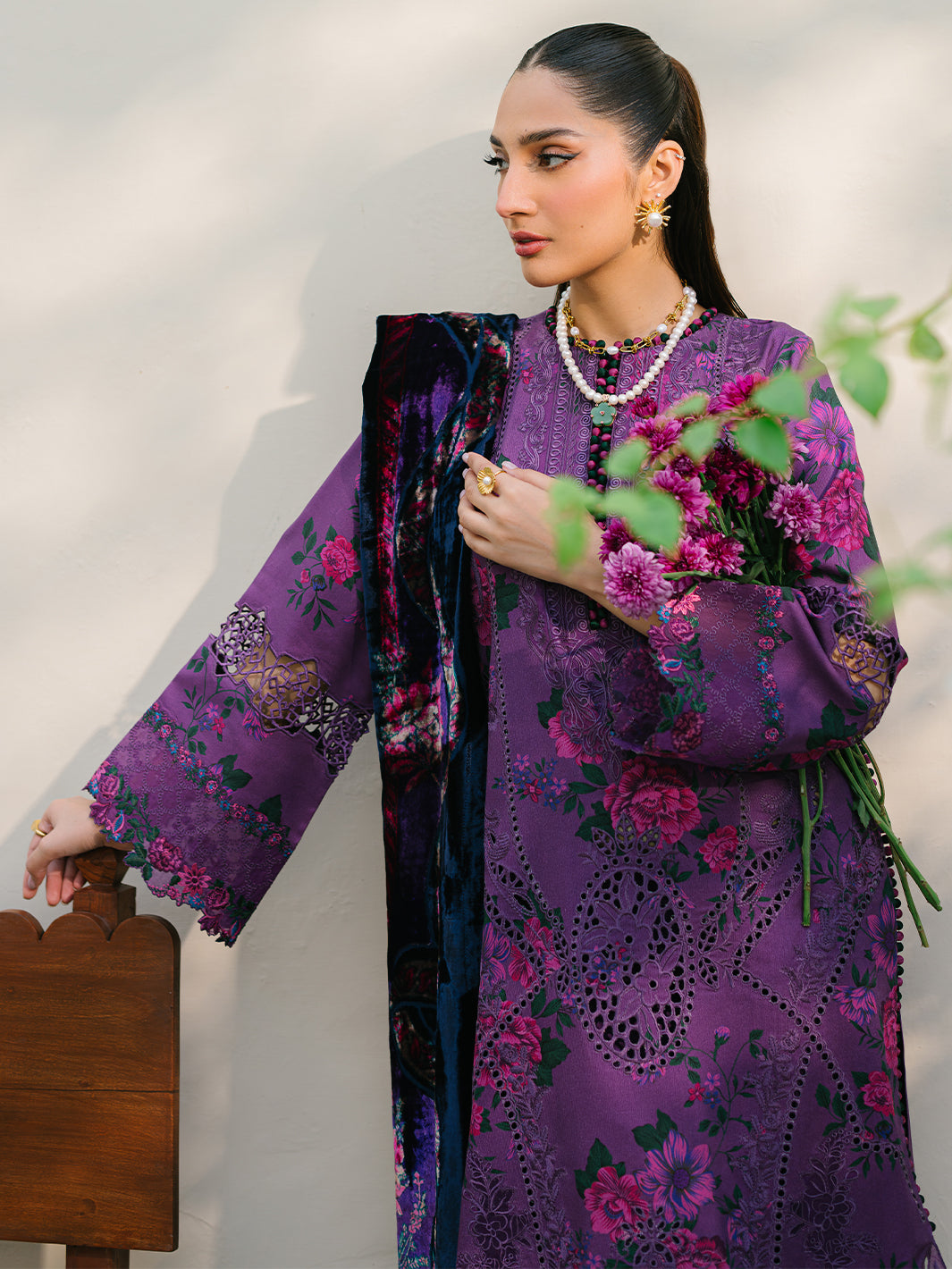 Bin Ilyas | Olivia Embroidered Winter 24 | 526 - A - Official Bin Ilyas stockist in UK - Sakeena London