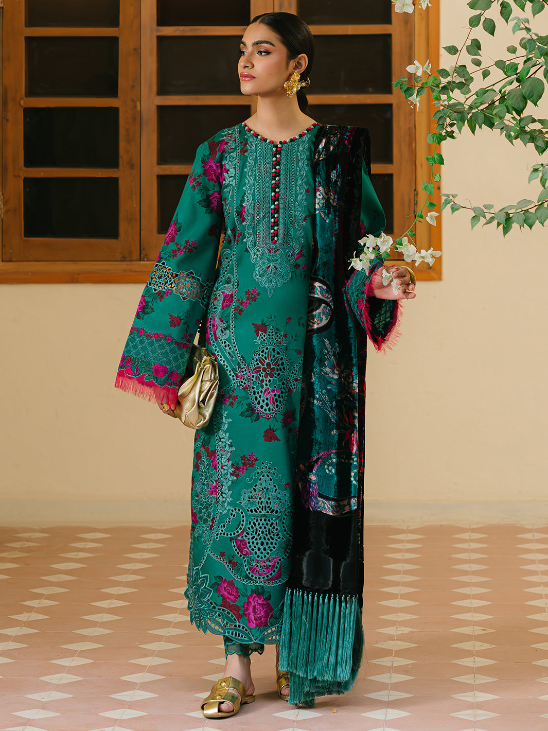 Bin Ilyas | Olivia Embroidered Winter 24 | 526 - B - Official Bin Ilyas stockist in UK - Sakeena London