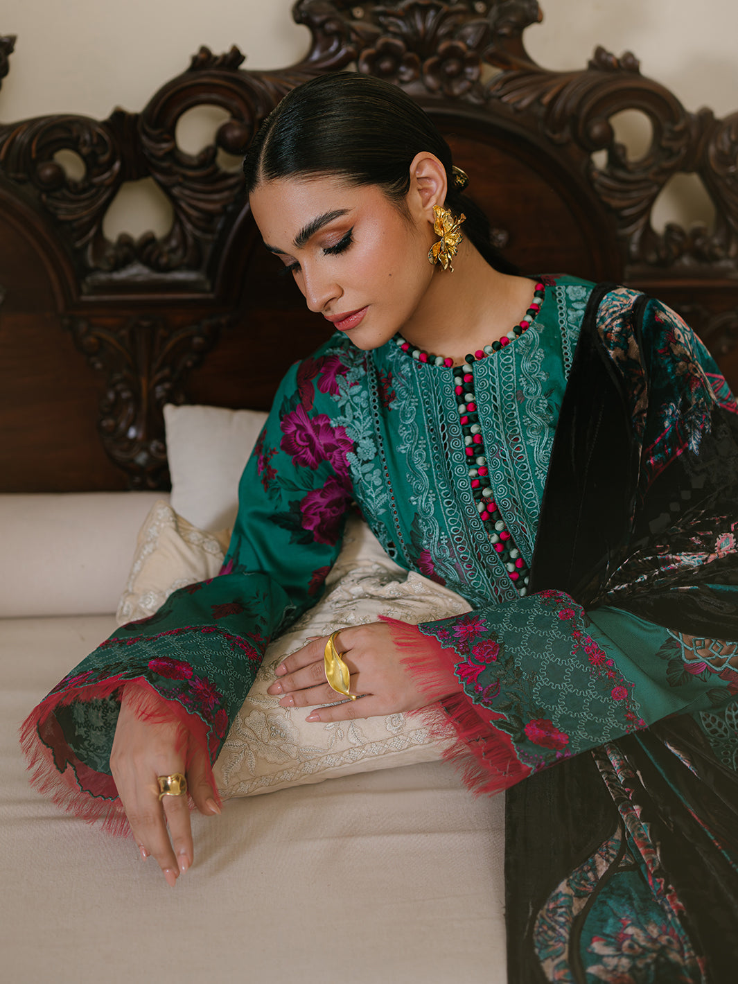 Bin Ilyas | Olivia Embroidered Winter 24 | 526 - B - Official Bin Ilyas stockist in UK - Sakeena London