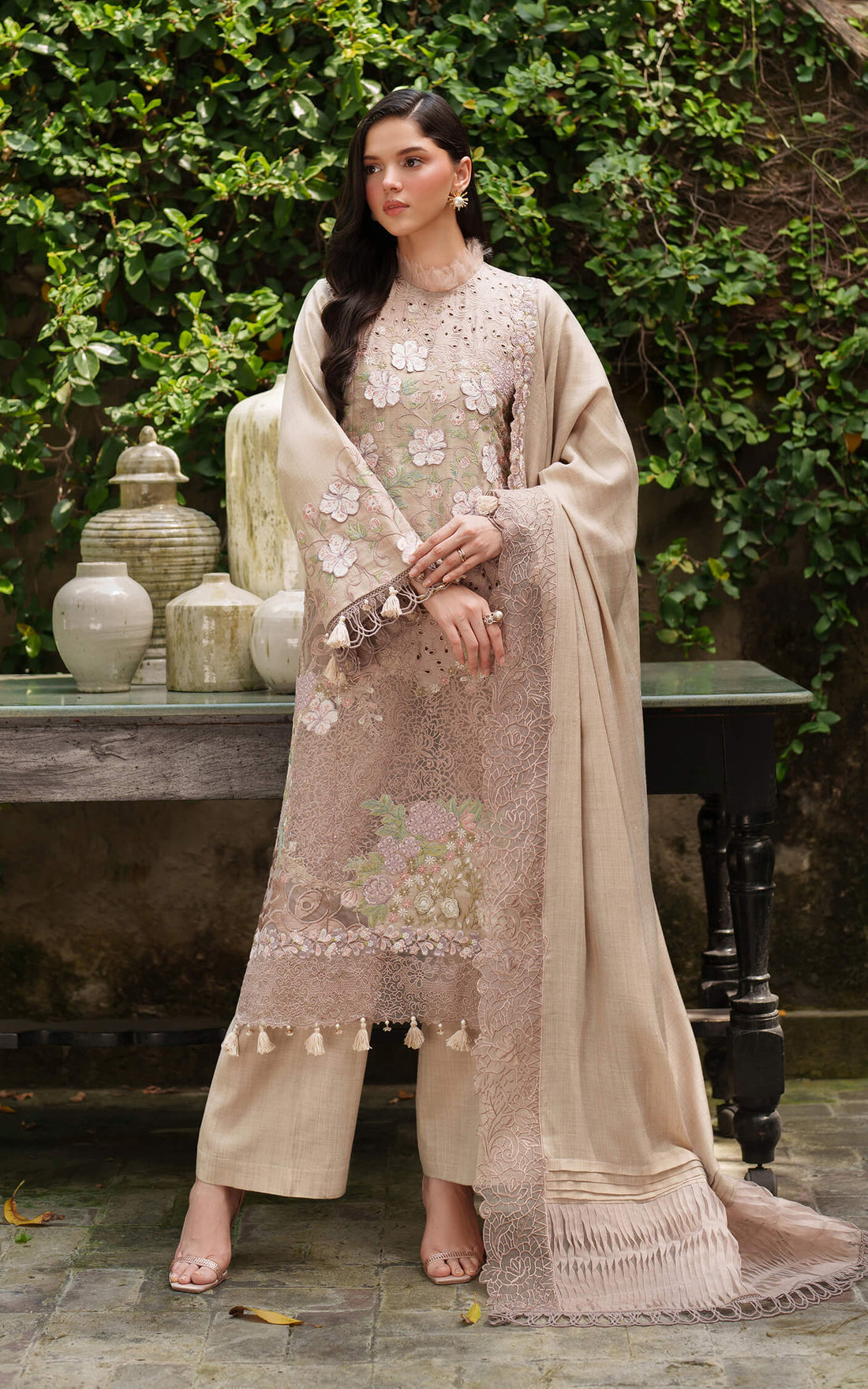 Asifa and Nabeel | Pashmina Luxe 25 | Blanc LWC25-03 - Official Asifa and Nabeel stockist in UK - Sakeena London