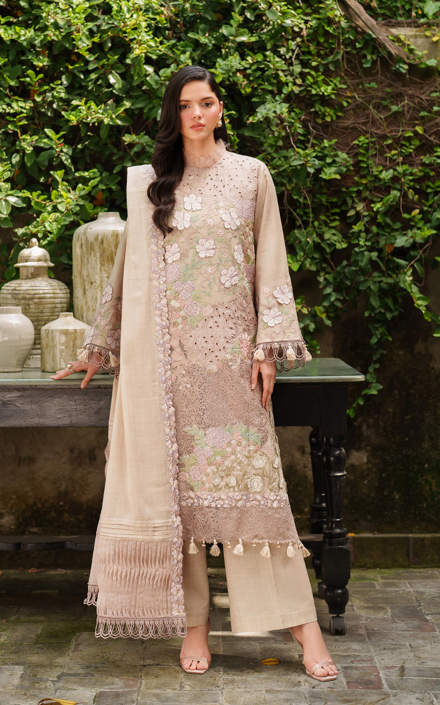 Asifa and Nabeel | Pashmina Luxe 25 | Blanc LWC25-03 - Official Asifa and Nabeel stockist in UK - Sakeena London