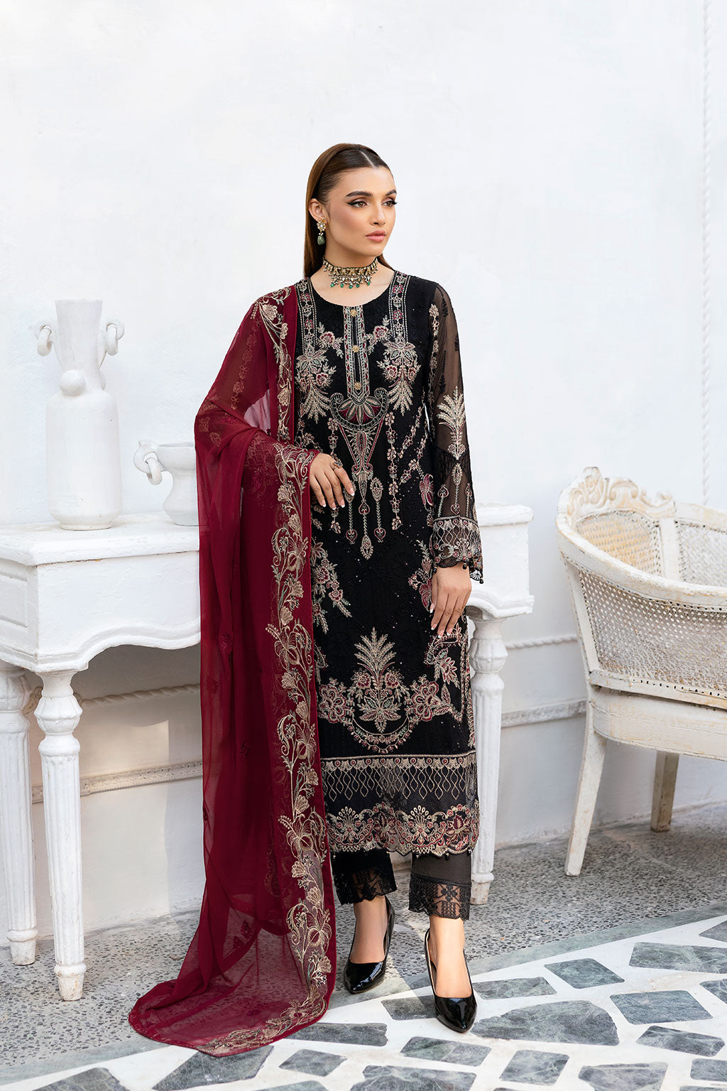Ramsha | Chevron Chiffon Collection | A-1008 - Official Ramsha stockist in UK - Sakeena London