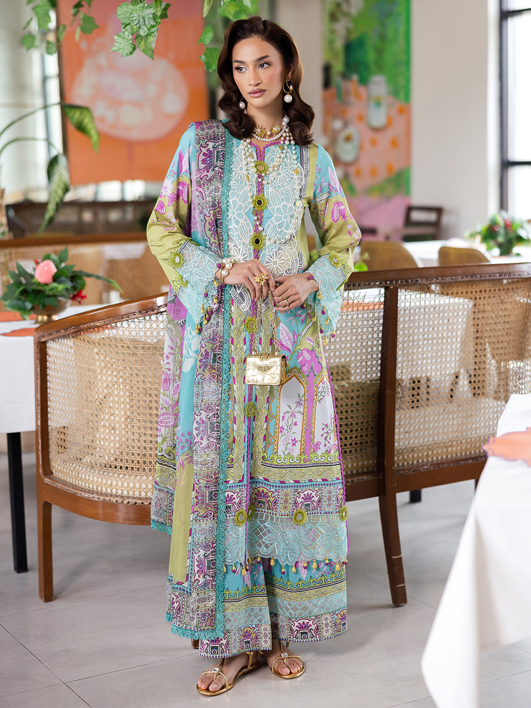 Mahnur | After Hours Luxury Lawn 25 | Citrus Glow - Official Mahnur stockist in UK - Sakeena London