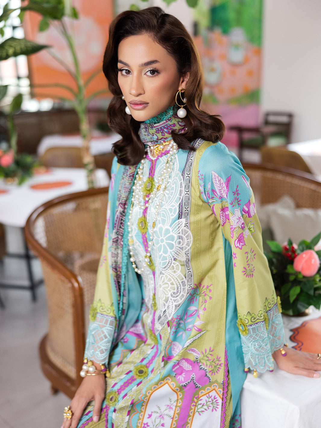 Mahnur | After Hours Luxury Lawn 25 | Citrus Glow - Official Mahnur stockist in UK - Sakeena London