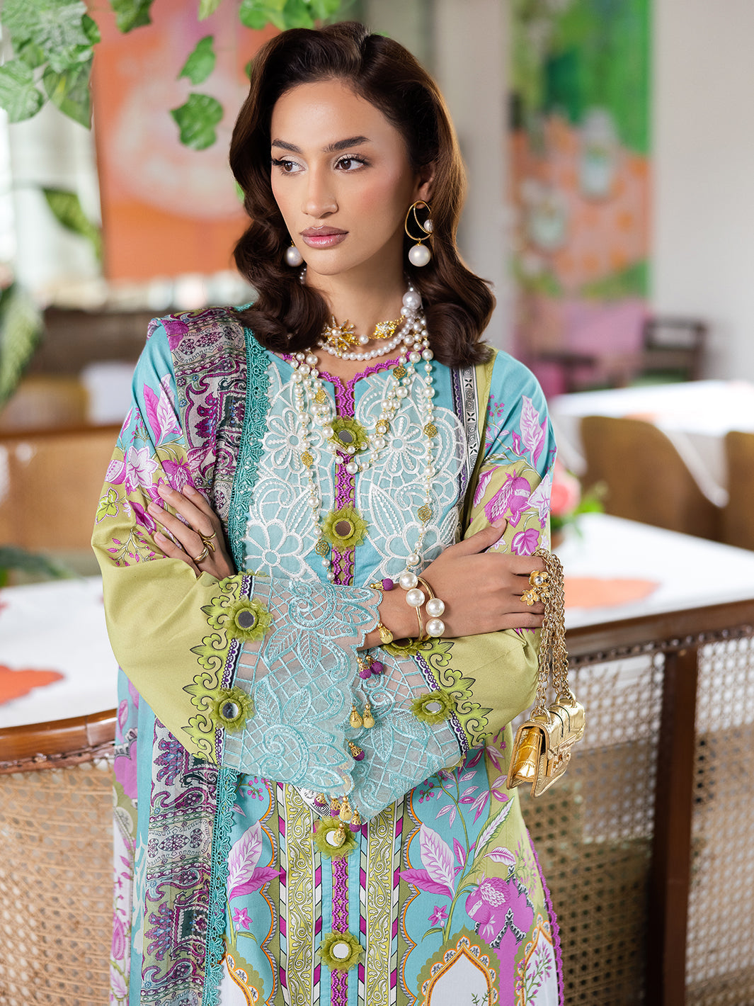 Mahnur | After Hours Luxury Lawn 25 | Citrus Glow - Official Mahnur stockist in UK - Sakeena London