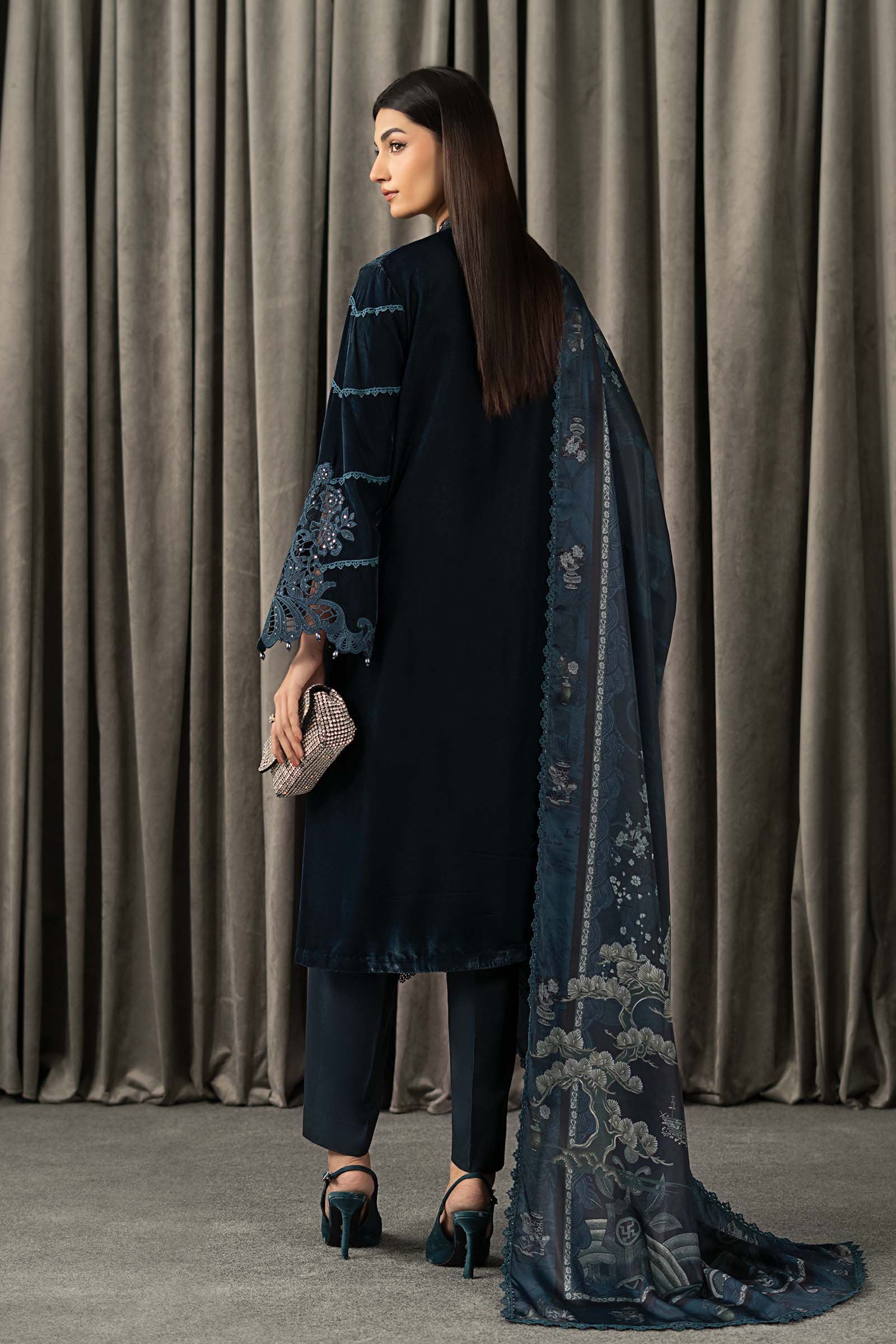 Maria B | Winter Luxe Pret 25 | WLS-1310-Teal - Official Maria B stockist in UK - Sakeena London