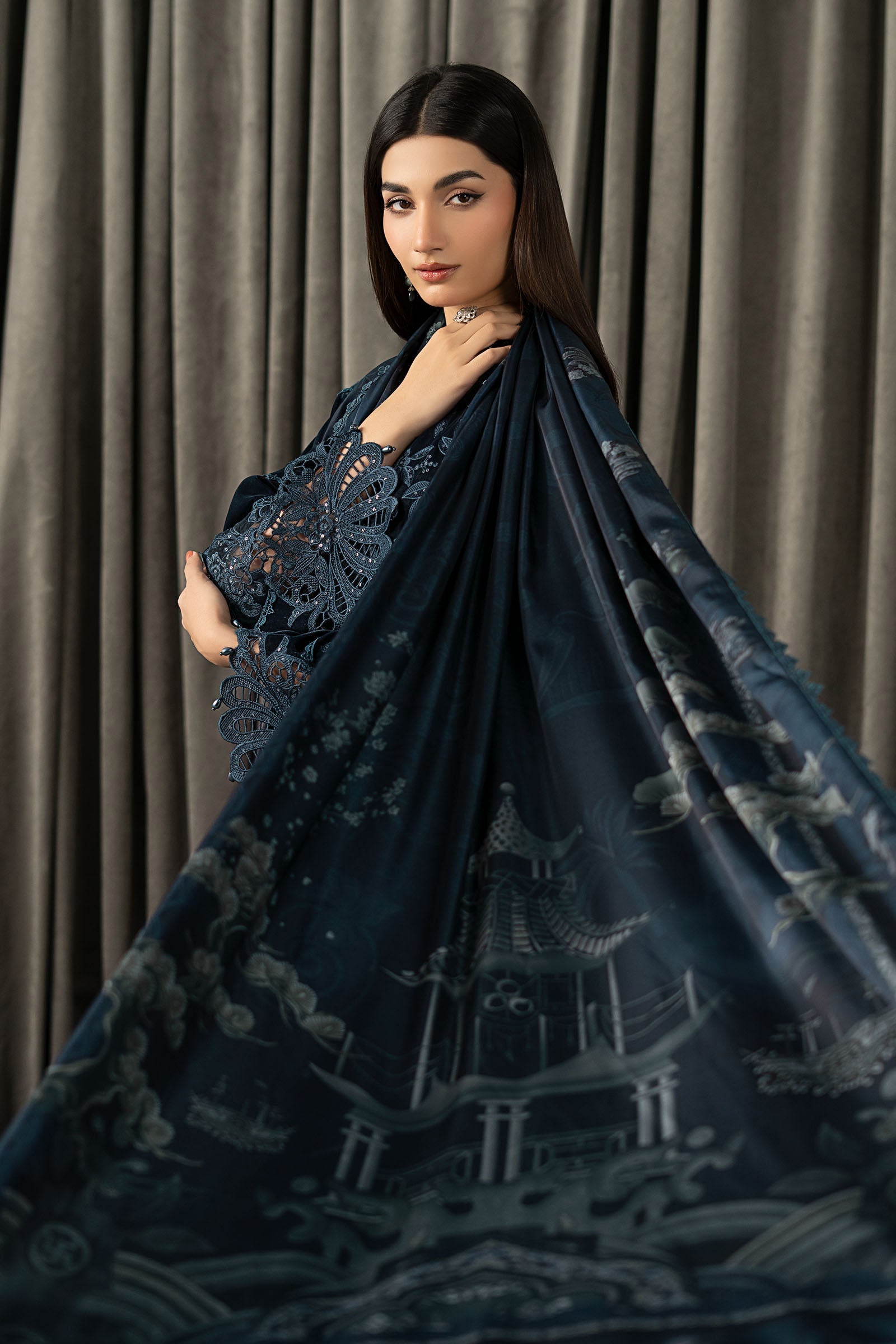 Maria B | Winter Luxe Pret 25 | WLS-1310-Teal - Official Maria B stockist in UK - Sakeena London