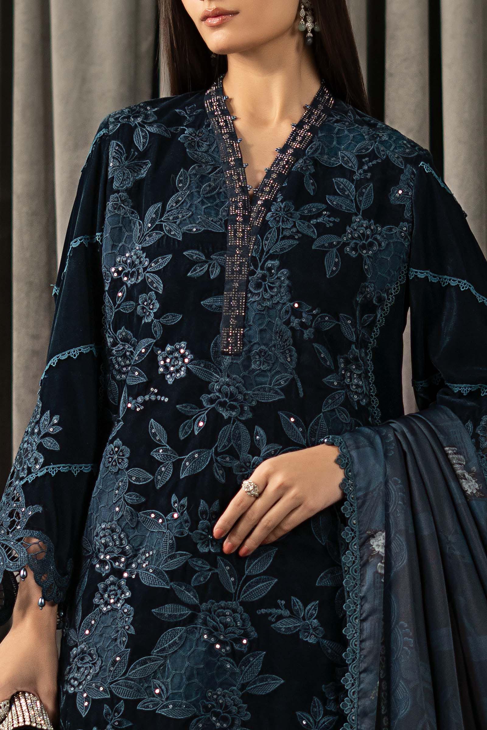 Maria B | Winter Luxe Pret 25 | WLS-1310-Teal - Official Maria B stockist in UK - Sakeena London