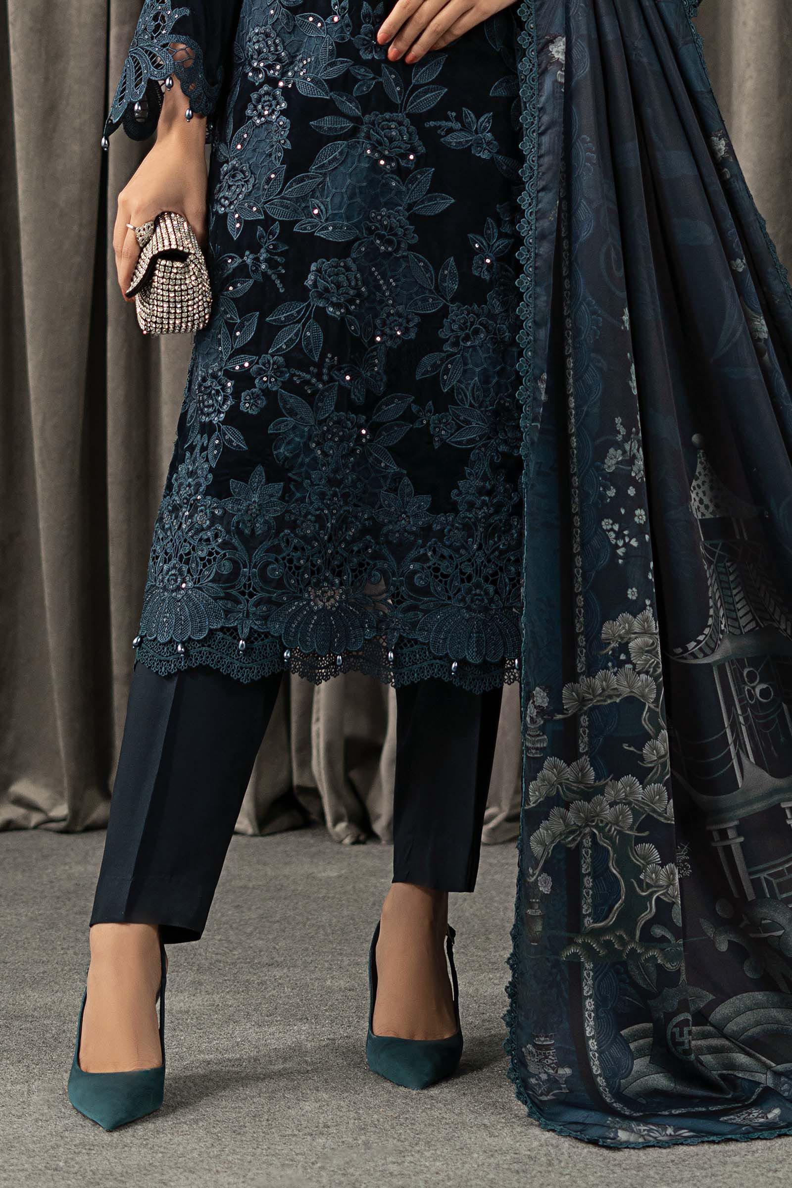 Maria B | Winter Luxe Pret 25 | WLS-1310-Teal - Official Maria B stockist in UK - Sakeena London