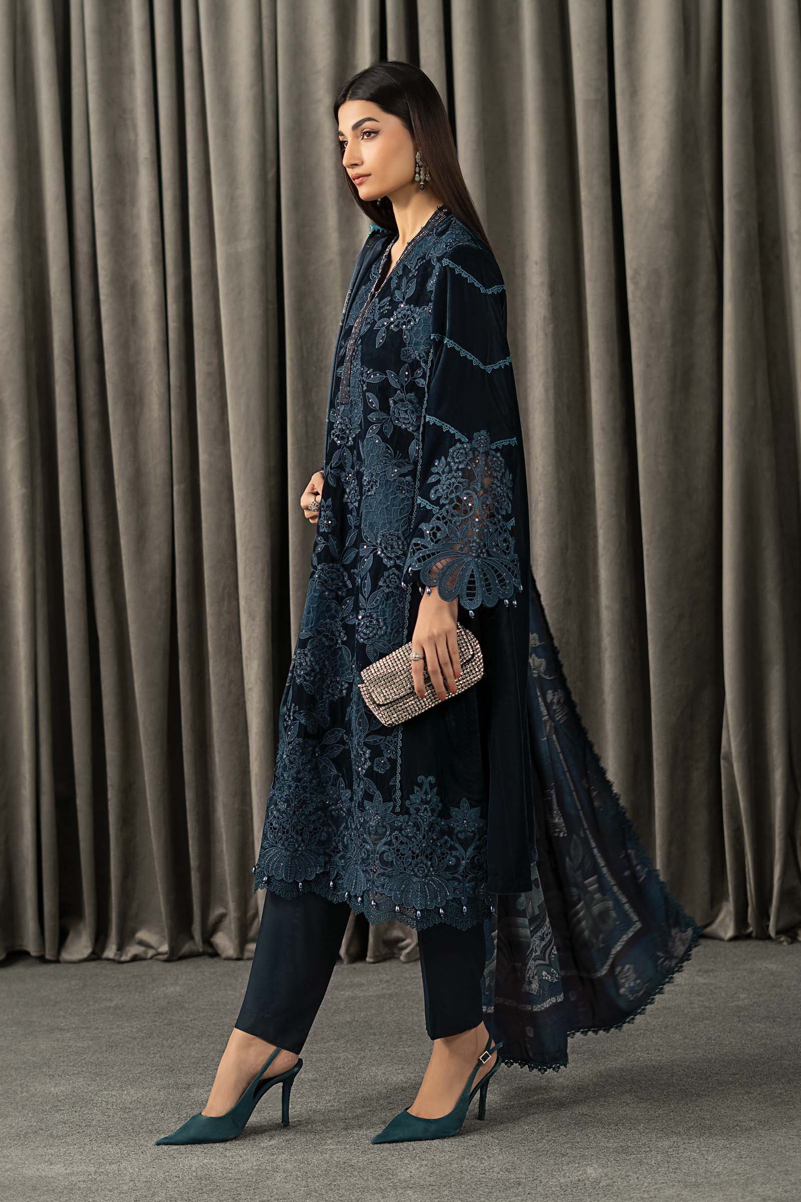 Maria B | Winter Luxe Pret 25 | WLS-1310-Teal - Official Maria B stockist in UK - Sakeena London