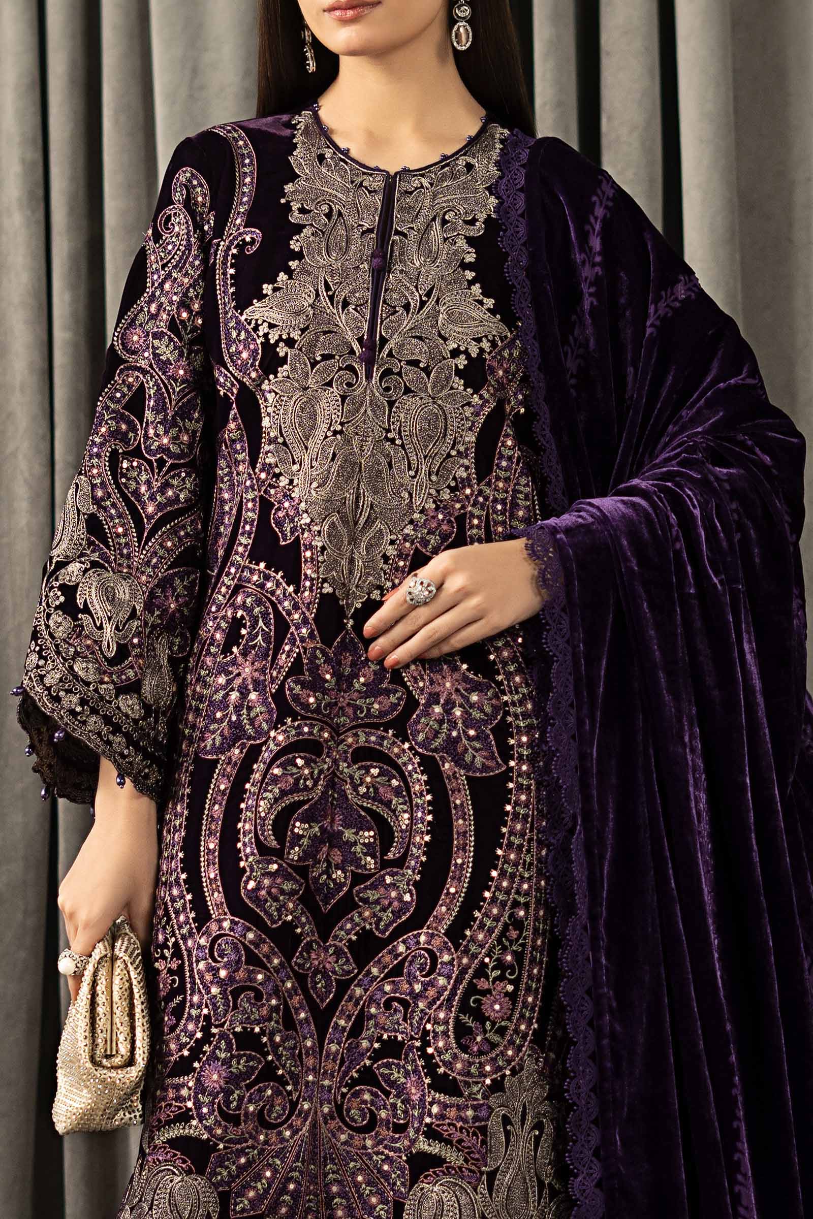 Maria B | Winter Luxe Pret 25 | WLS-1311-Purple - Official Maria B stockist in UK - Sakeena London