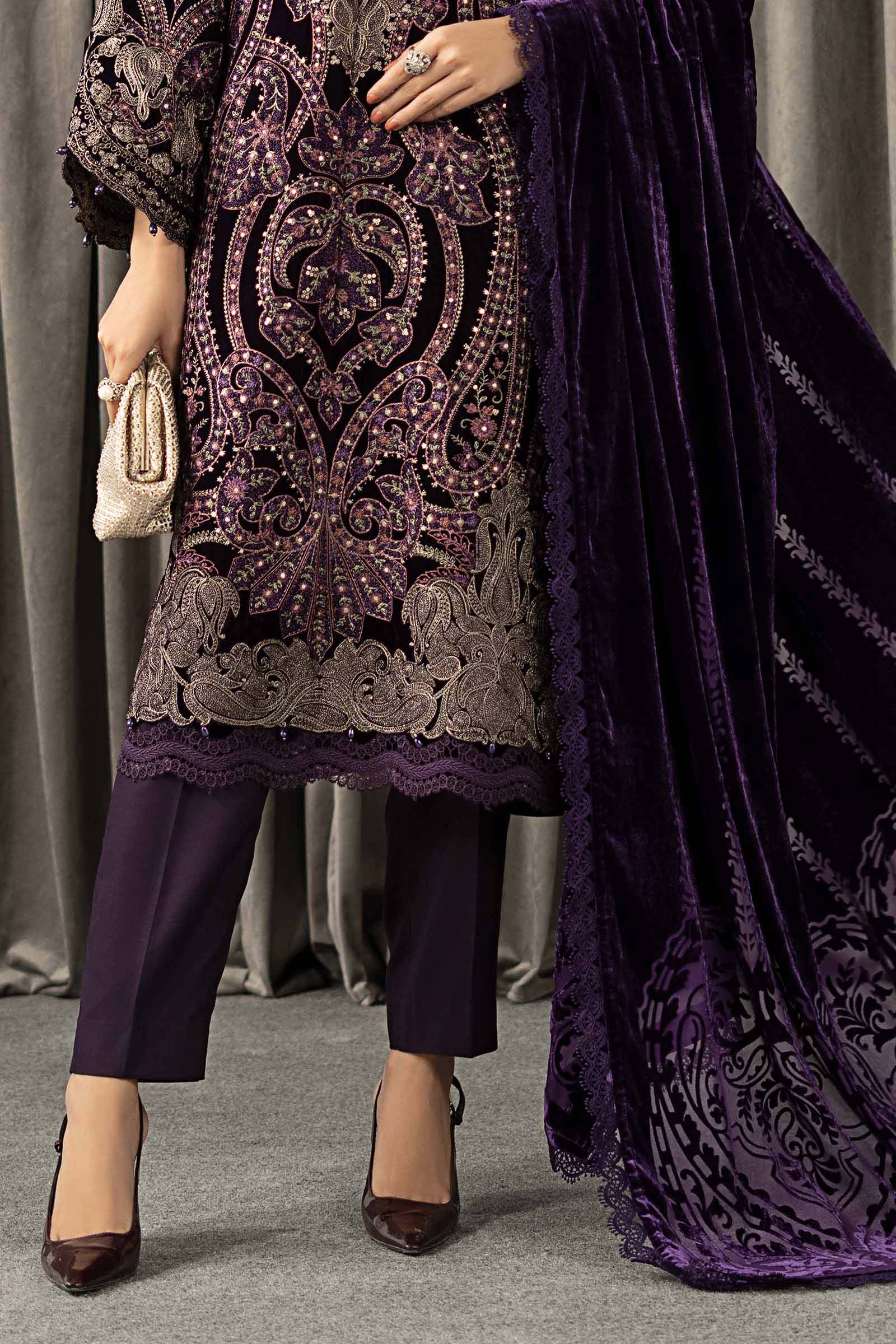 Maria B | Winter Luxe Pret 25 | WLS-1311-Purple - Official Maria B stockist in UK - Sakeena London