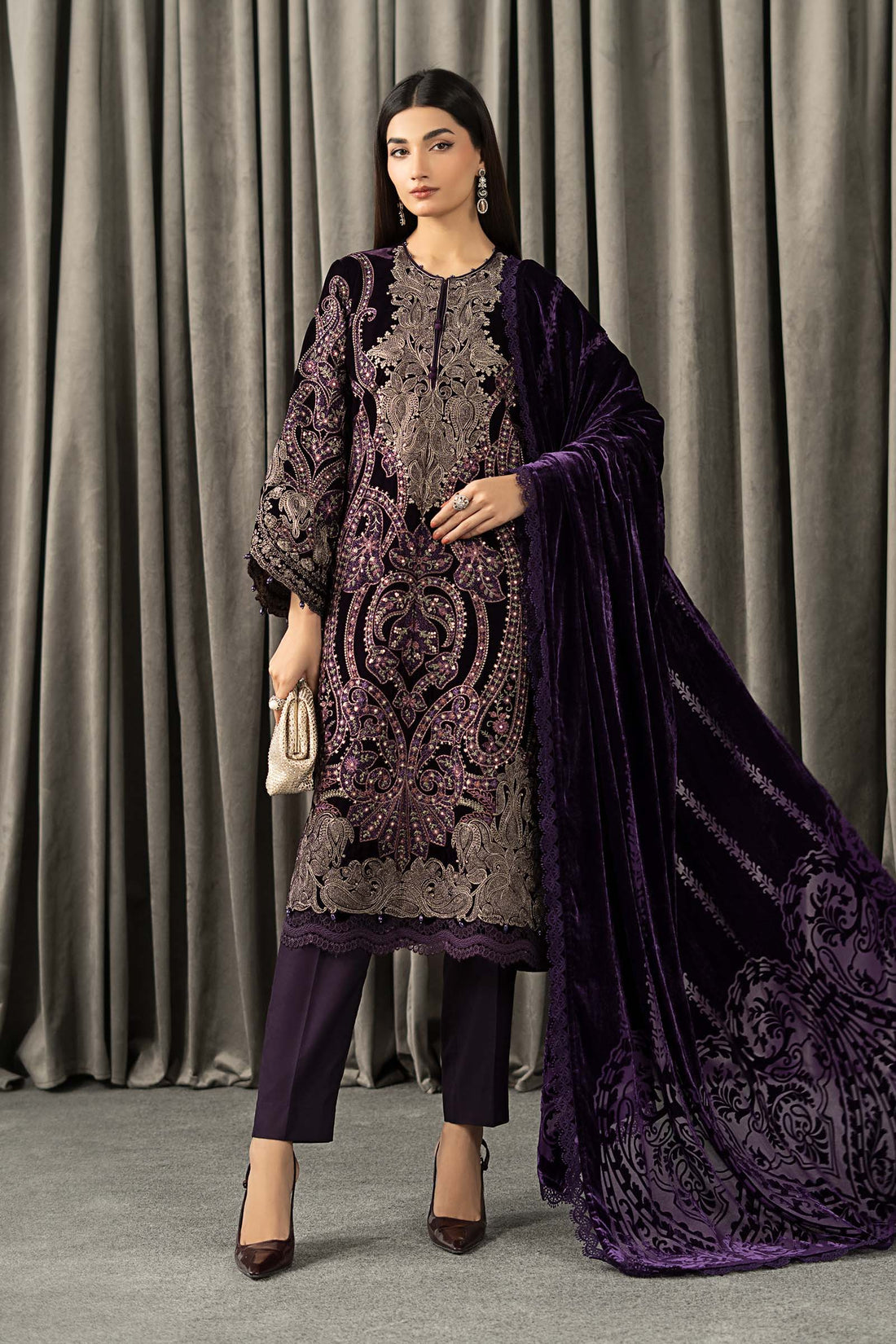 Maria B | Winter Luxe Pret 25 | WLS-1311-Purple - Official Maria B stockist in UK - Sakeena London